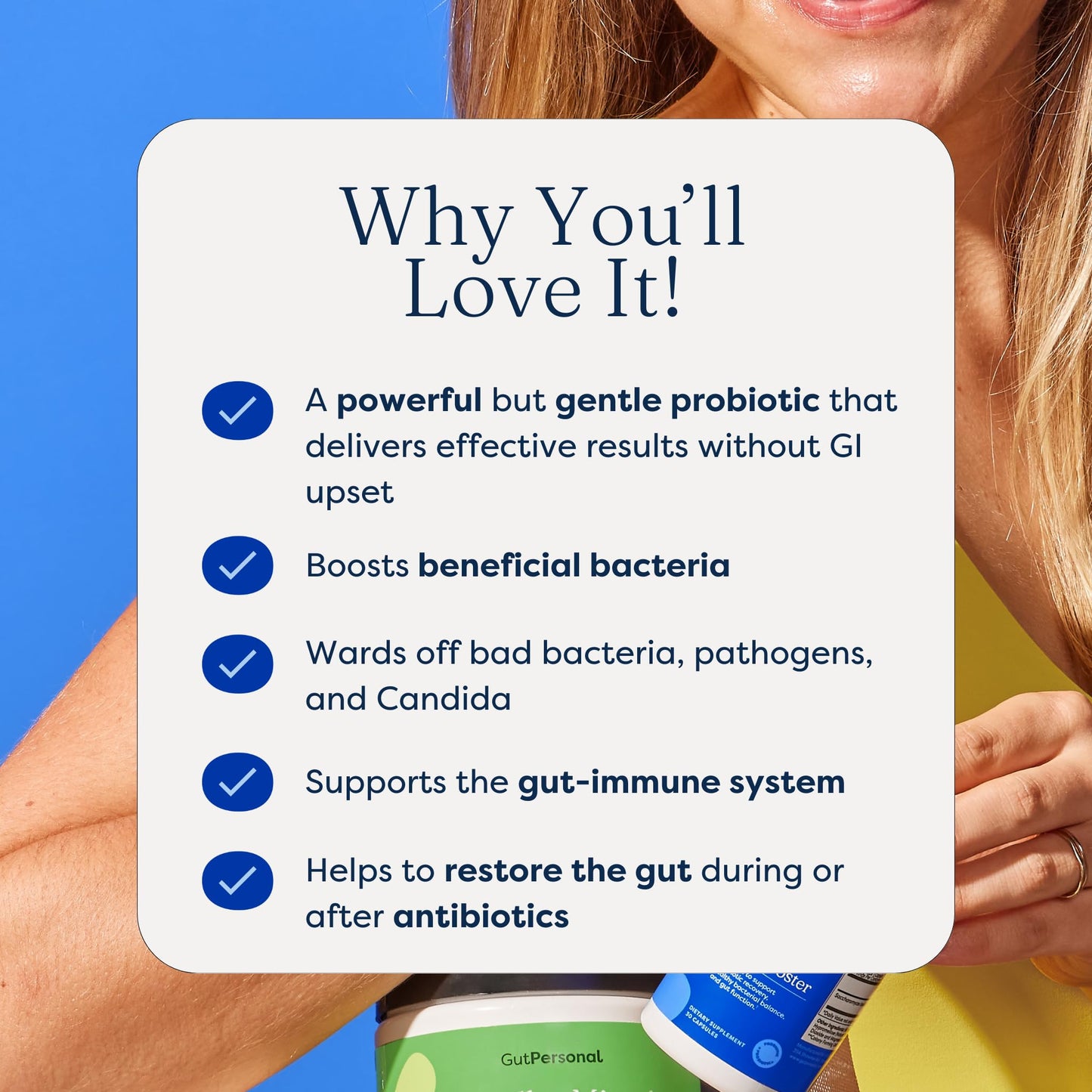 GutPersonal The Booster Targeted Probiotic for Gut Health: Boost Good Bacteria, Reduce Bad Bacteria, and Support The Immune System with 5 Billion CFU Saccharomyces Boulardii Capsule, 1 Count