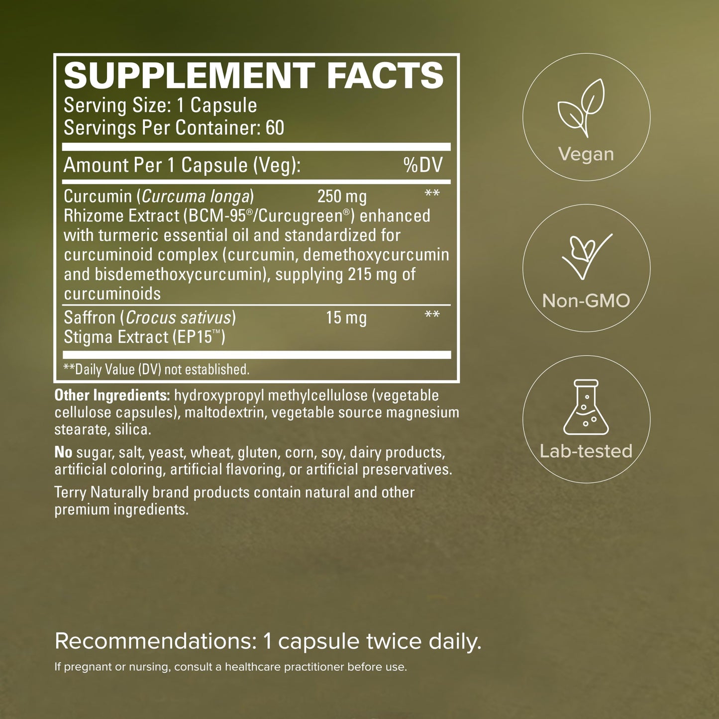 Terry Naturally Saffron Lift + Curcumin Positive Mood Capsules, 60 Count