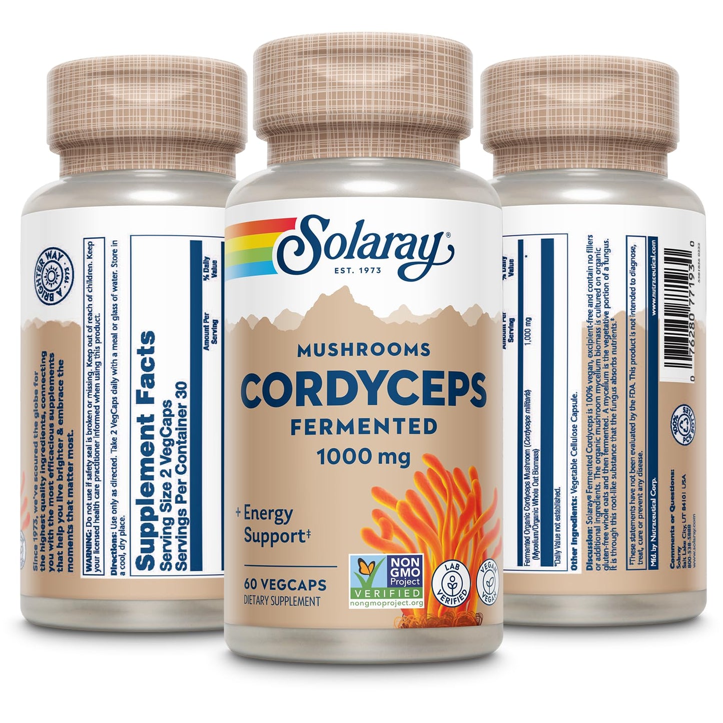 SOLARAY Fermented Cordyceps Mushroom 1000 mg Capsule 60 VegCaps