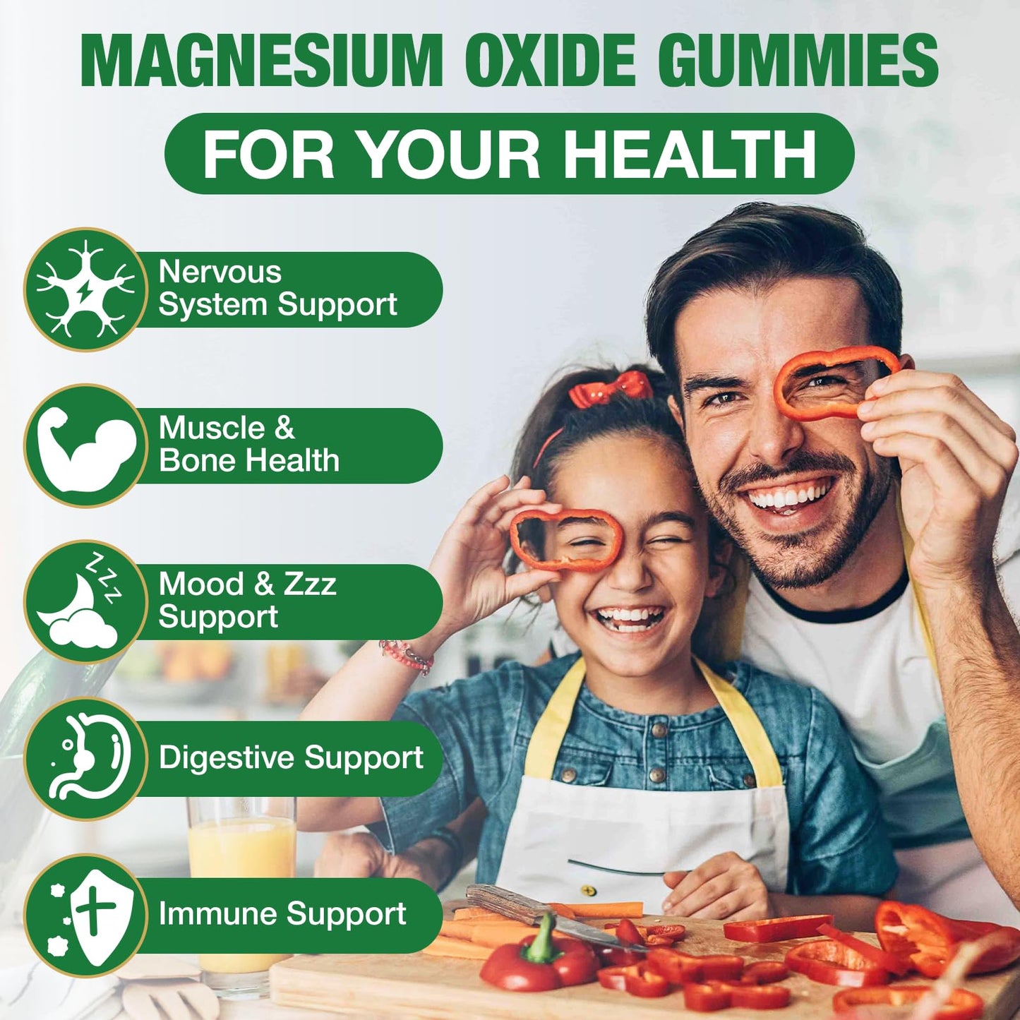 Haohan Magnesium Oxide Gummies 500mg Strawberry Flavor Chewable Supplement for Adults & Kids with Nerve & Muscle Support, 60 Count