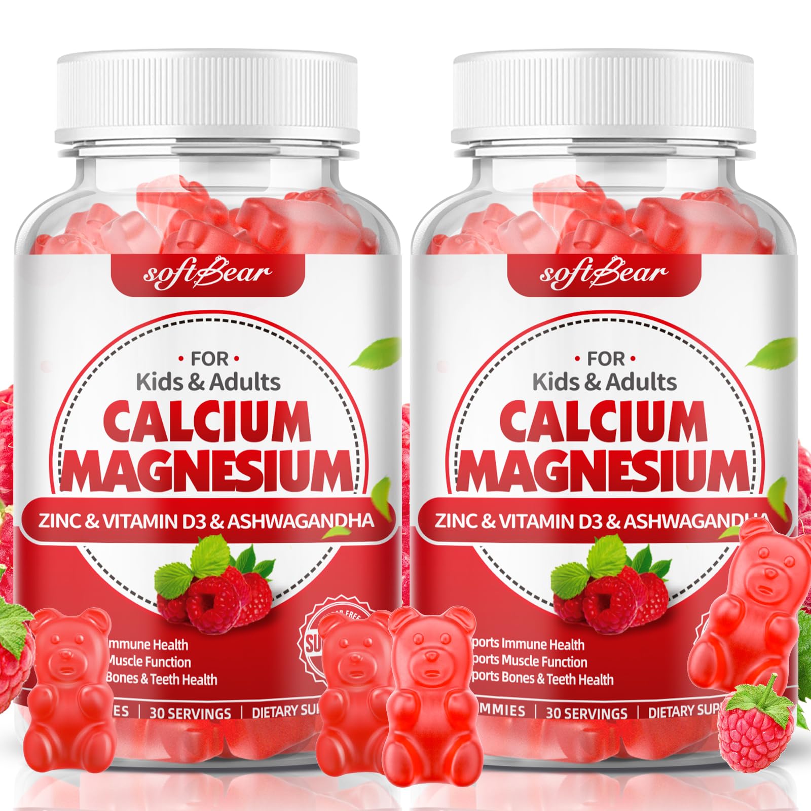 softbear Calcium Magnesium Zinc Gummies with Vitamin D3 120 Count