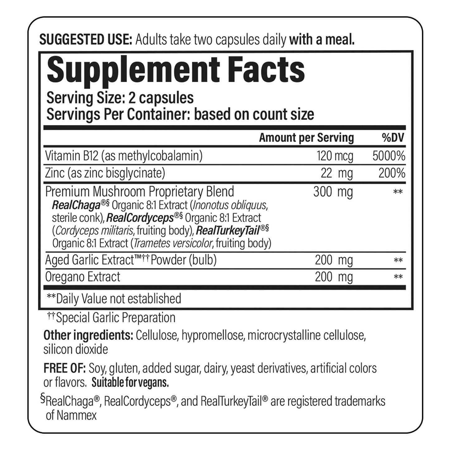 Kyolic Immune Mushrooms+ Mushroom & Herbal Dietary Supplement Capsules, 60 Count
