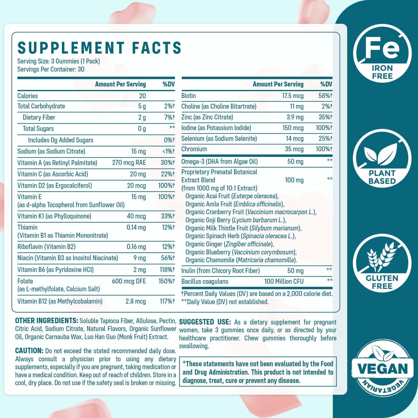 Quorinthiumax Prenatal Gummies Sugar Free 90 Count