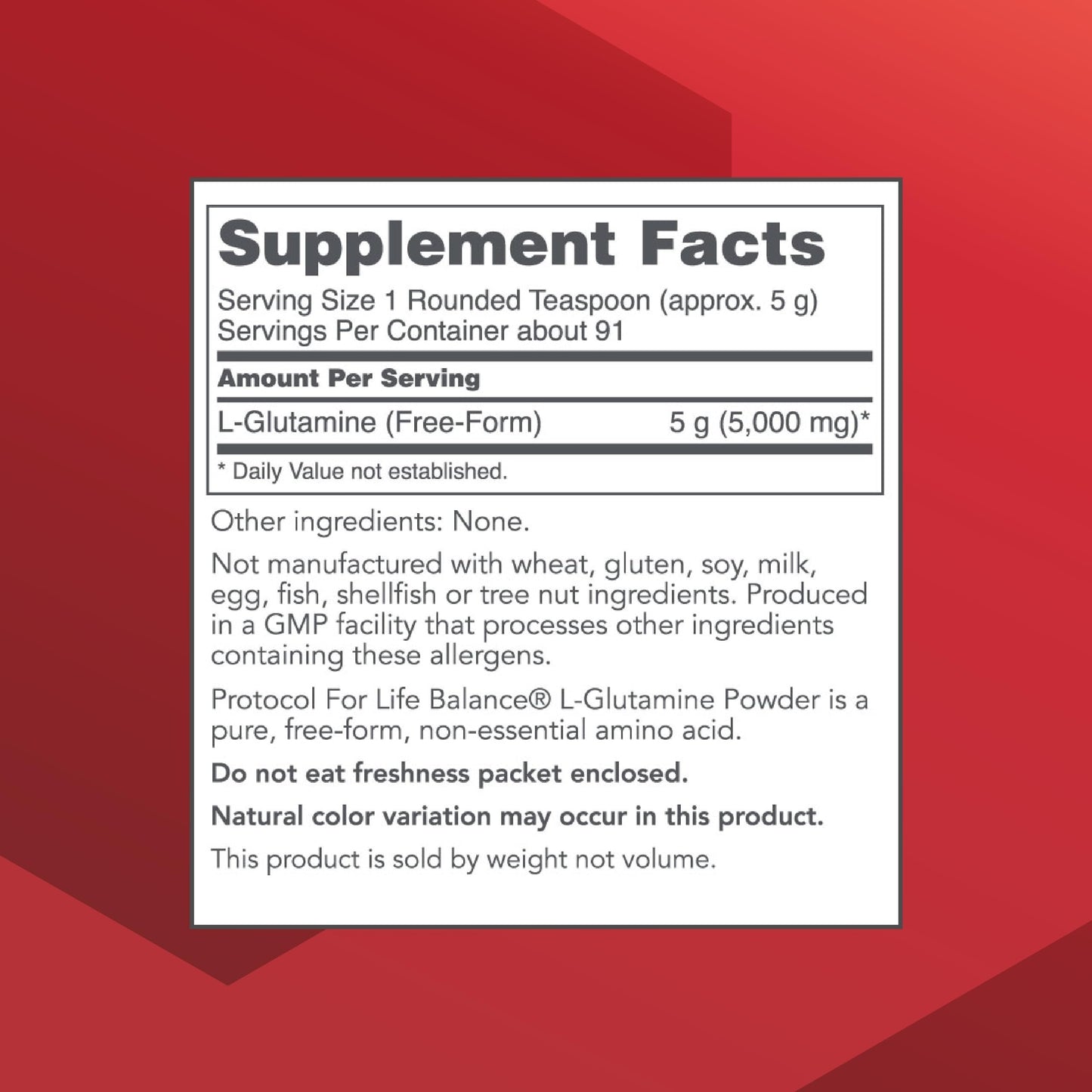 Protocol for Life Balance L-Glutamine Powder 1 Pound