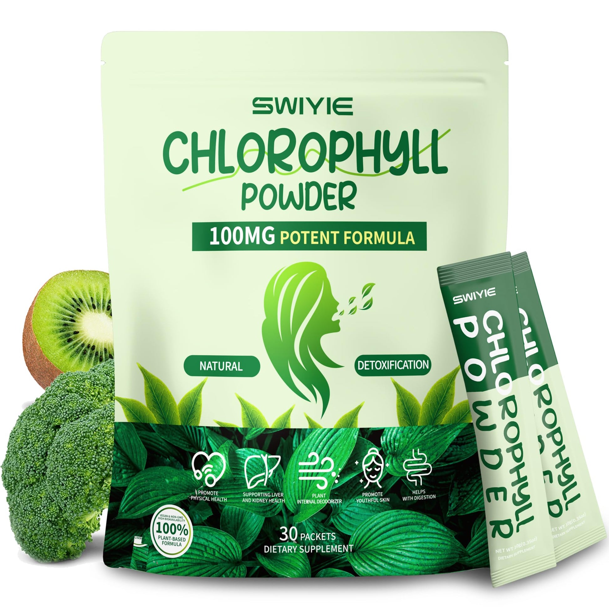 Swiyie Chlorophyll Powder, 0.35 oz per Packet, 30 Packets