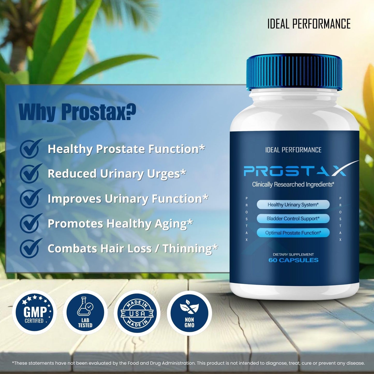 IDEAL PERFORMANCE ProstaX Prostate Health Supplements for Men Capsules 120 Count