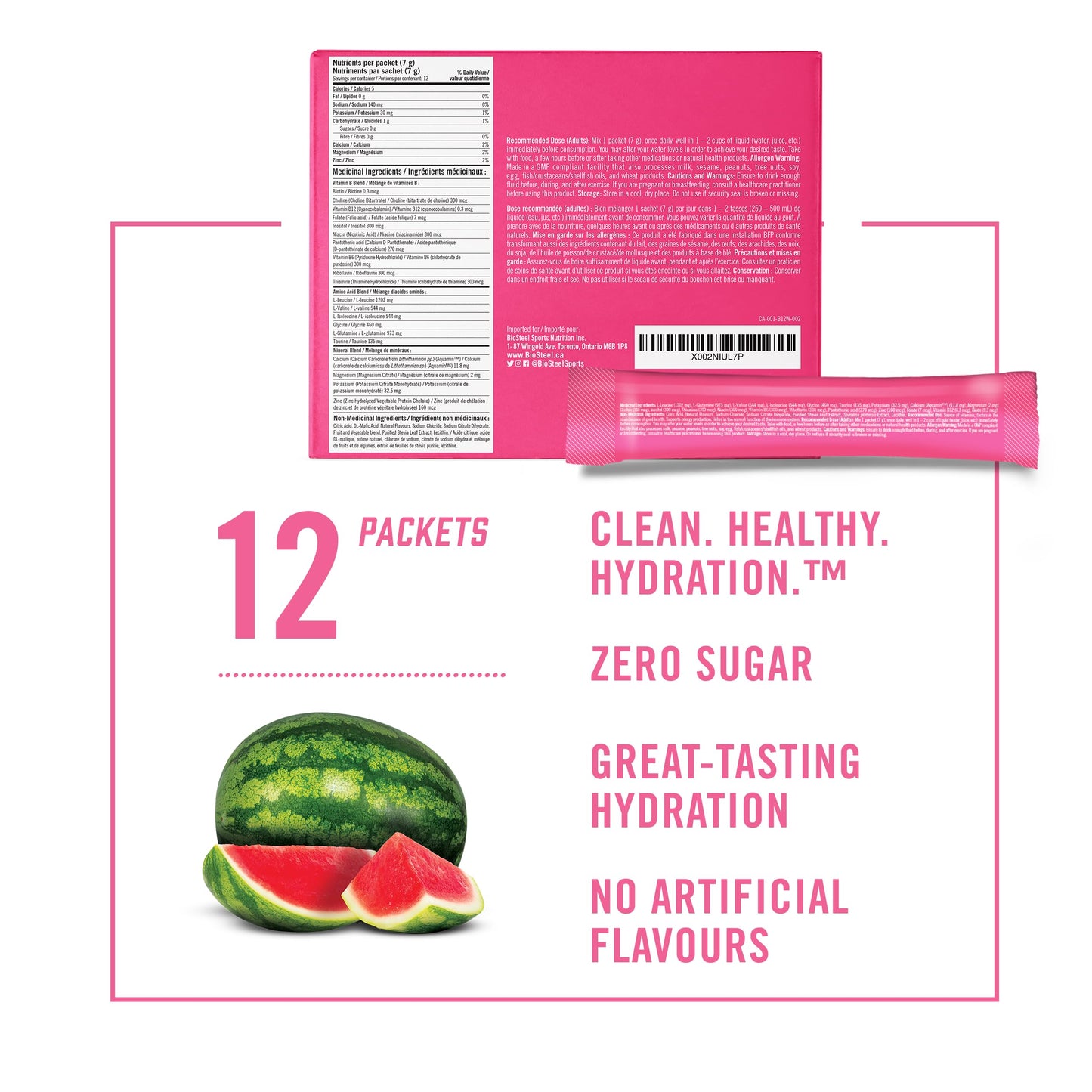BIOSTEEL Watermelon Sports Mix Powder, 2.96 oz