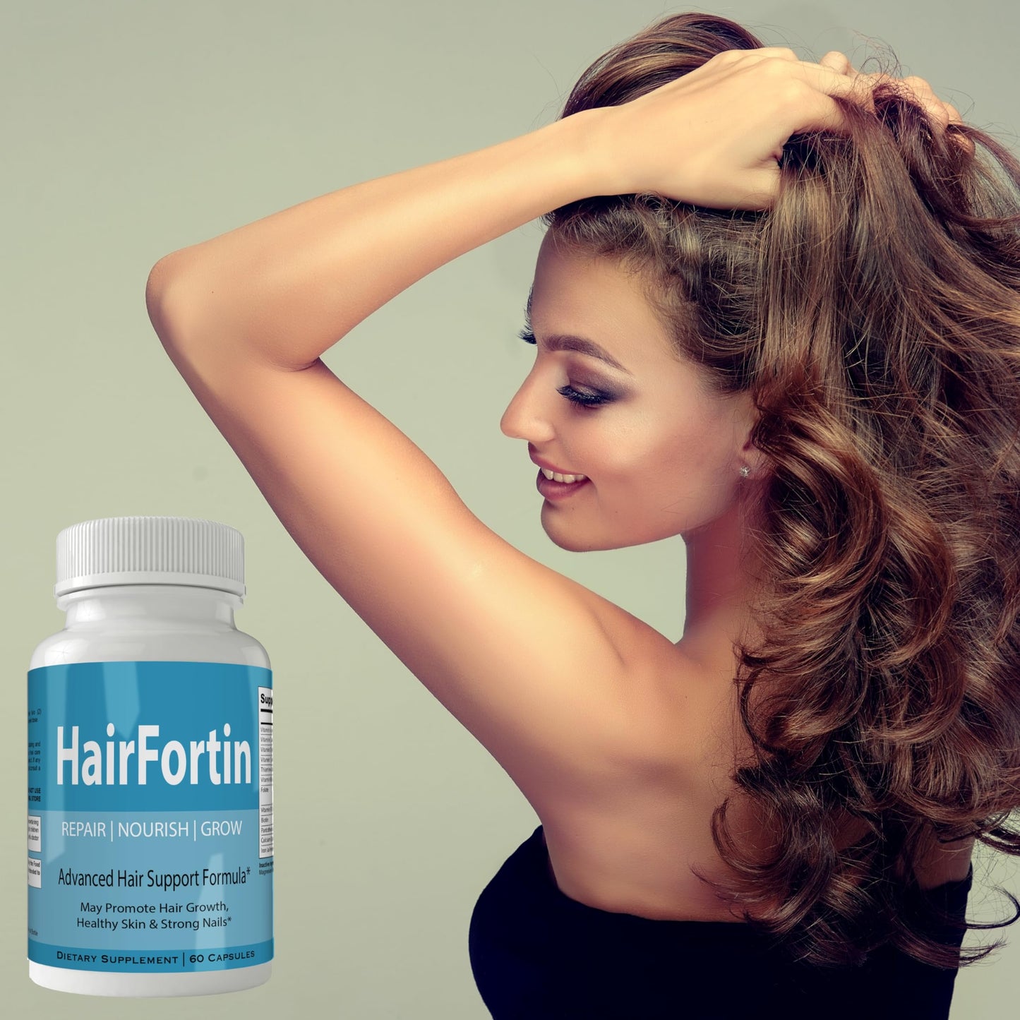 nutra4health LLC Hairfortin Advanced Hair Growth Vitamins and Minerals - Extra Strength Formula for Hair, Skin, and Nails with Biotin - Gluten Free, 60 Capsules