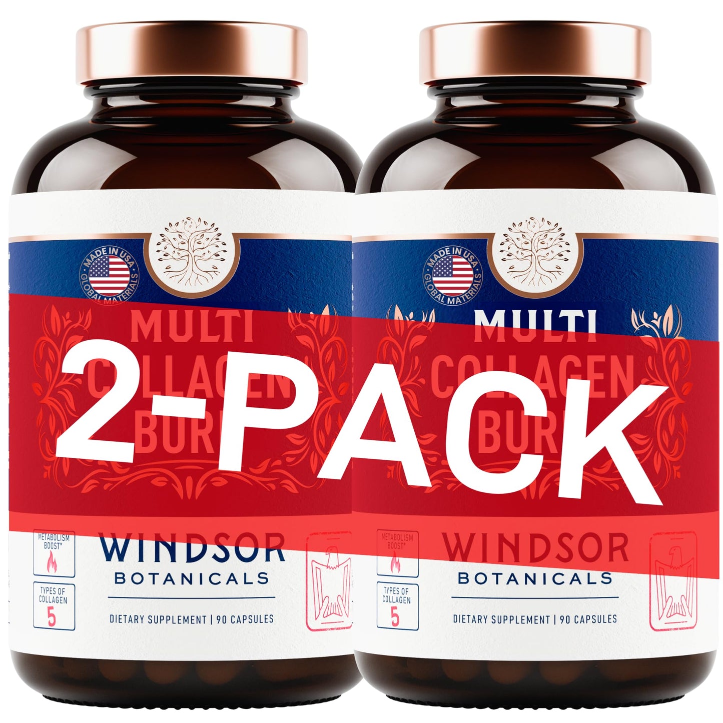 WINDSOR BOTANICALS Thermogenic Multi Collagen Burn Capsules, 180 Capsules
