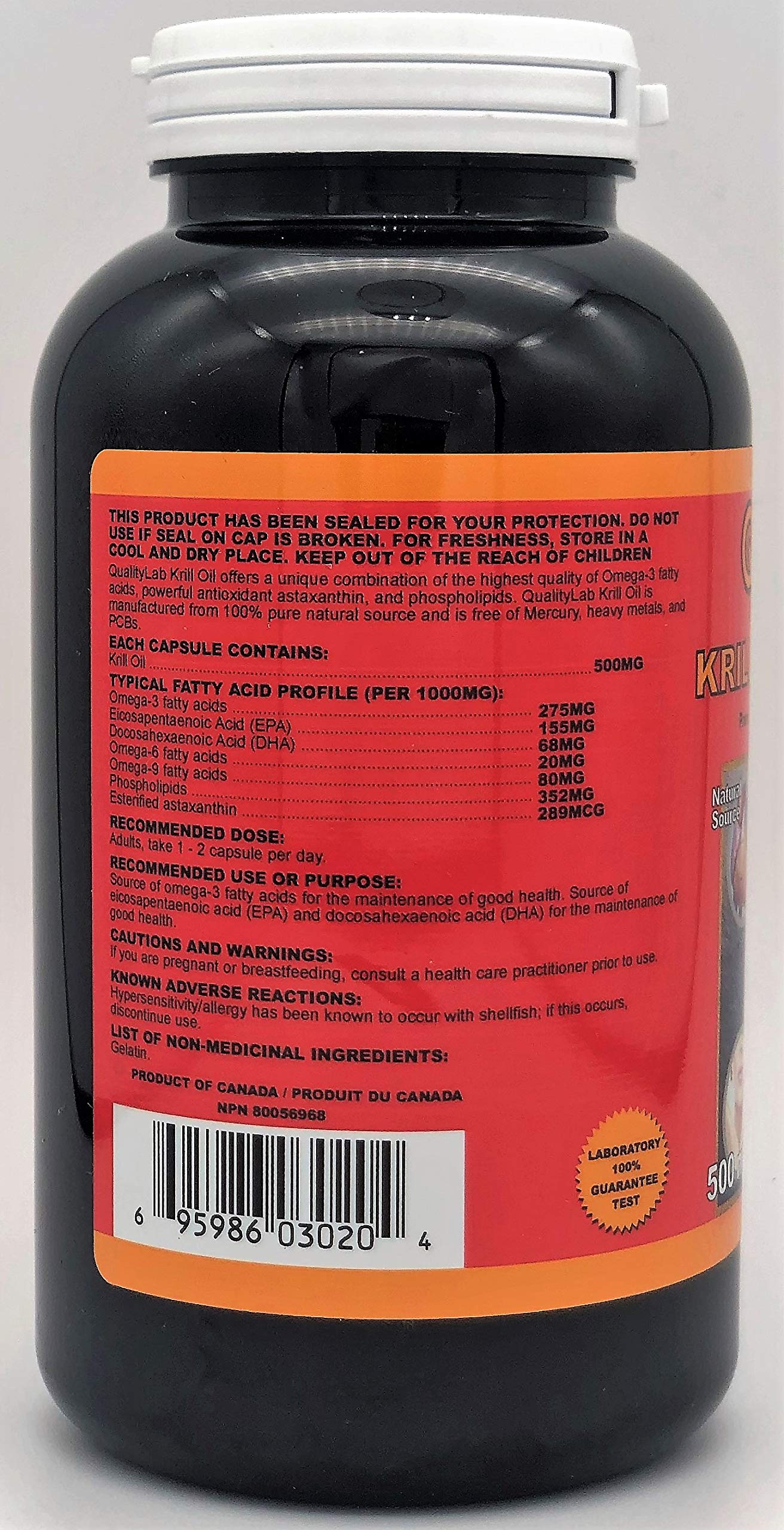 QUALITYLAB Krill Oil Omega Gold 500 mg Capsule, 365 Capsules