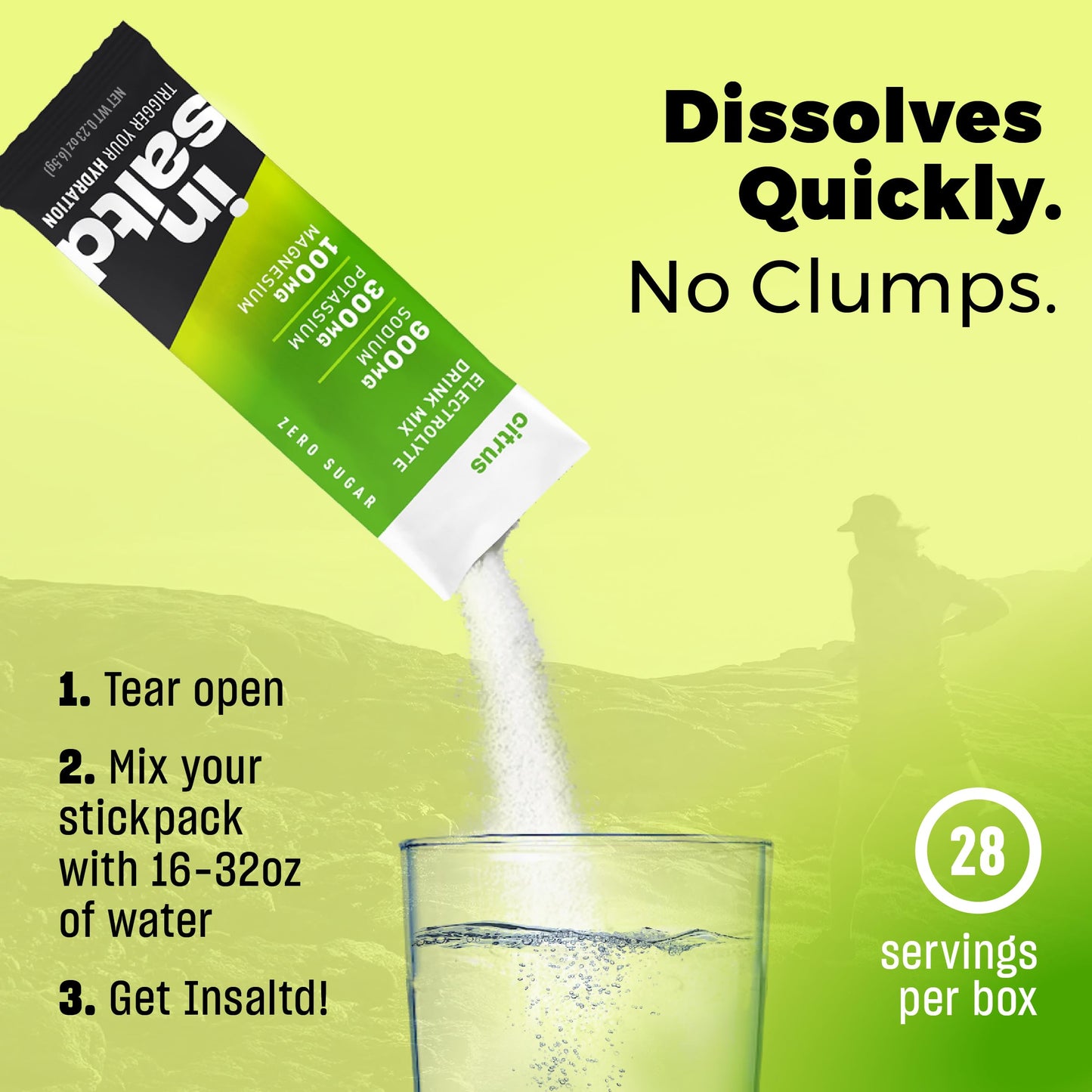 INSALTD Sugar-Free Electrolyte Powder Packets, 28 Packets