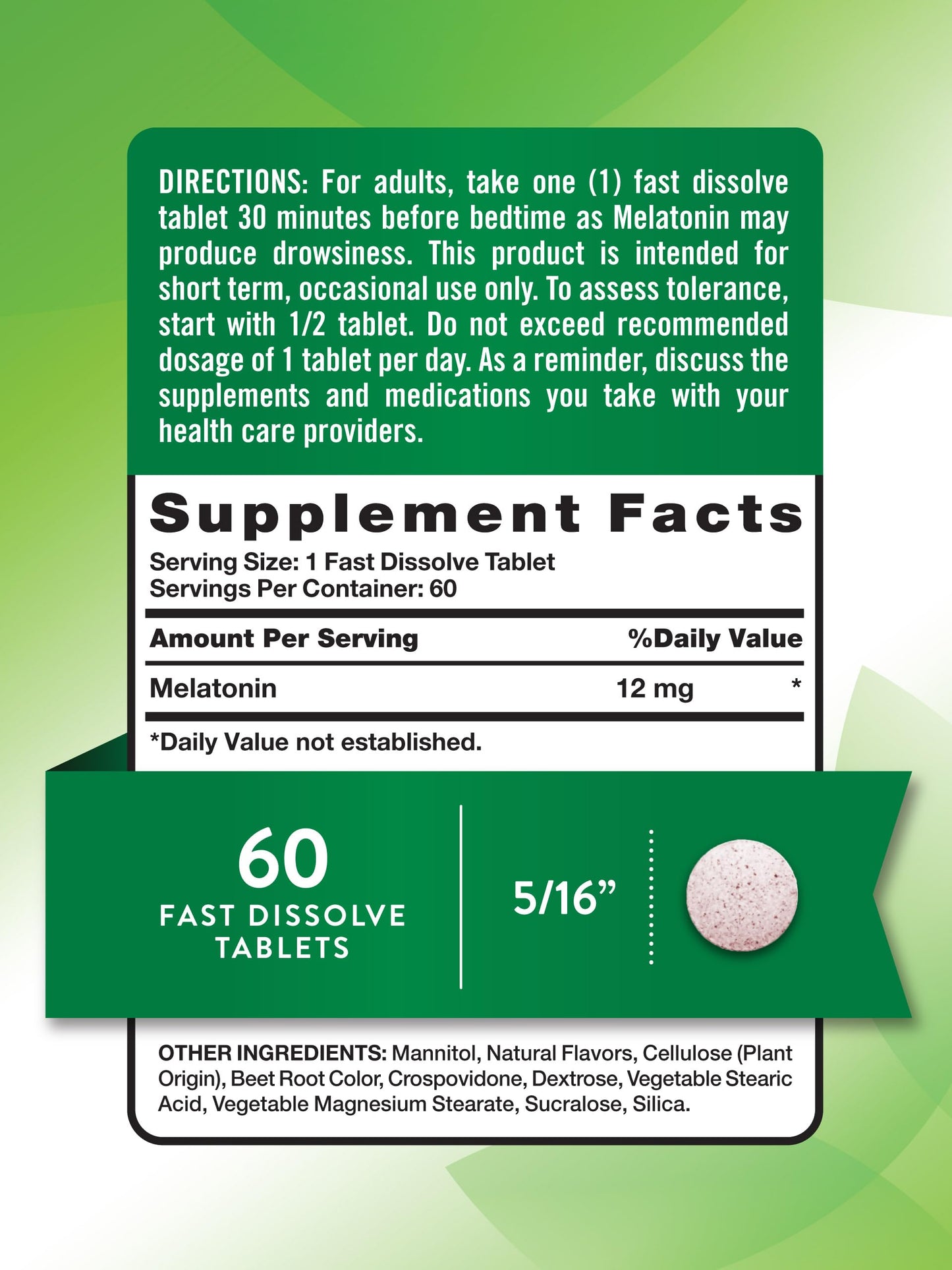 Nature's Truth Melatonin 12mg, 60 Tablets