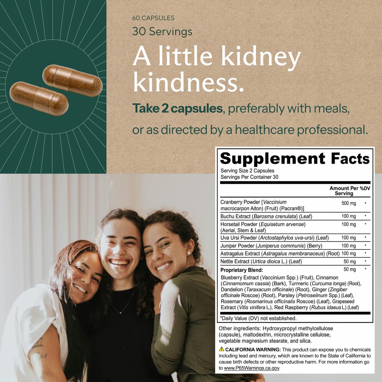 Sunergetic Kidney Cleanse & Detox Support with Cranberry 60 Vegetarian Capsules