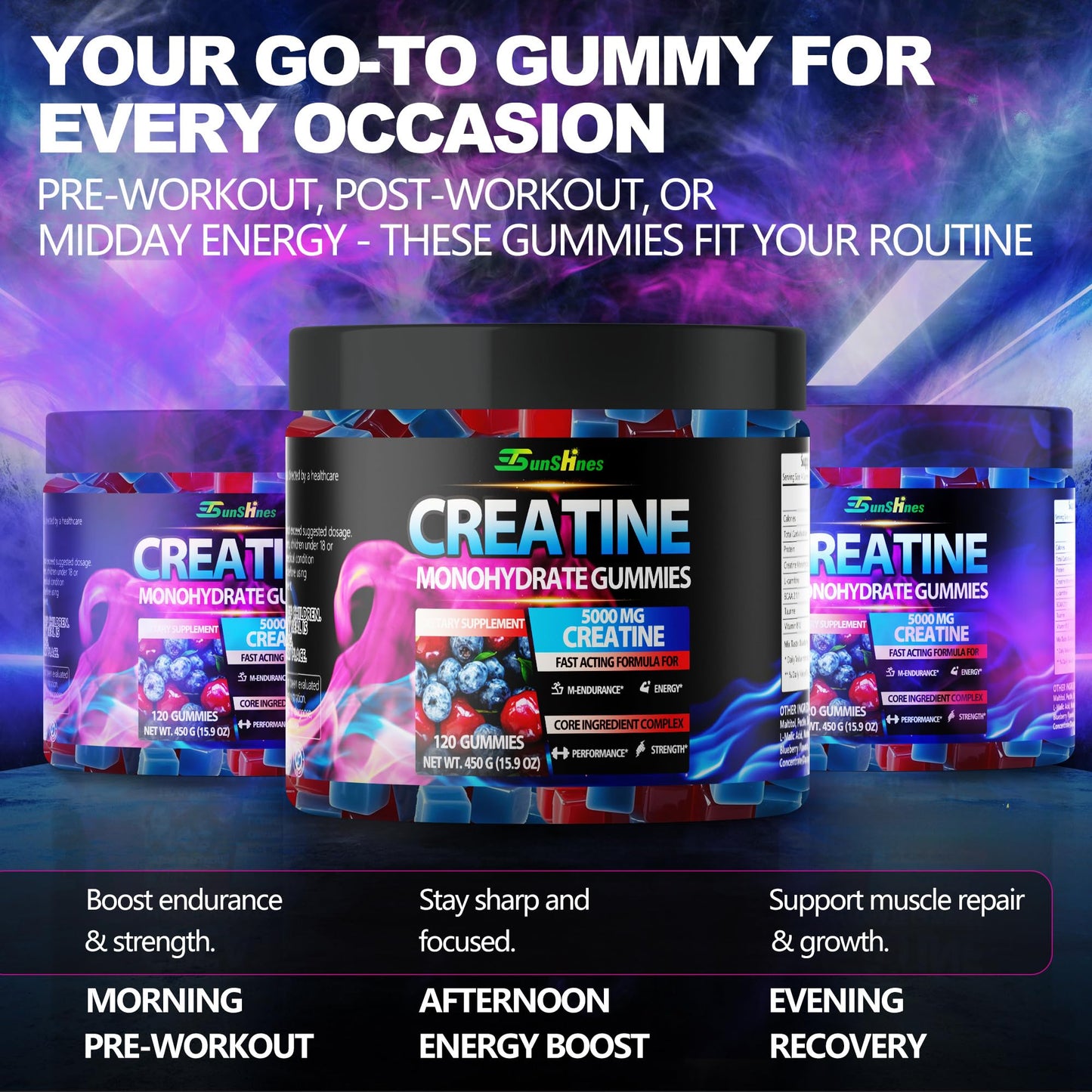 tsunshnes Creatine Monohydrate Gummies 120 Count