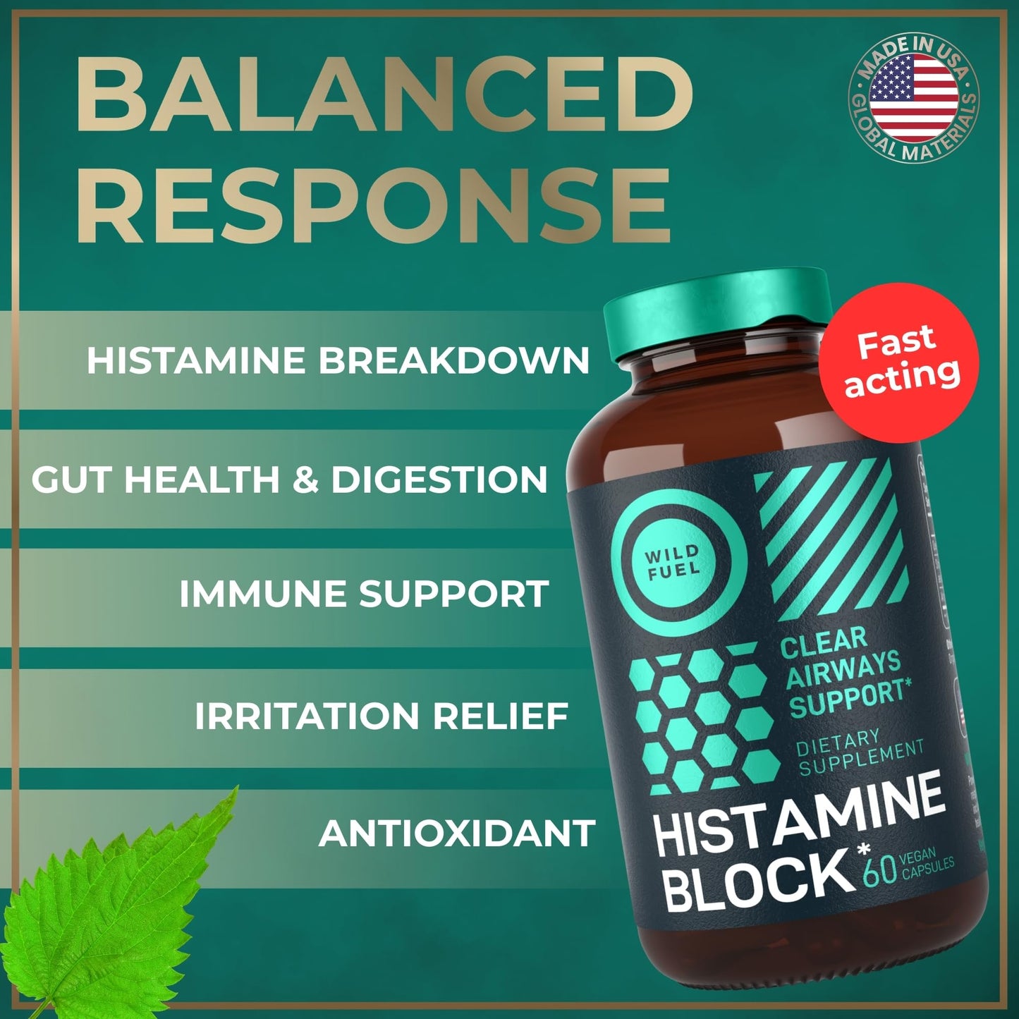 WILD FUEL Histamine Block Flavonoids Capsules with Quercetin and Nettle, 120 Capsules
