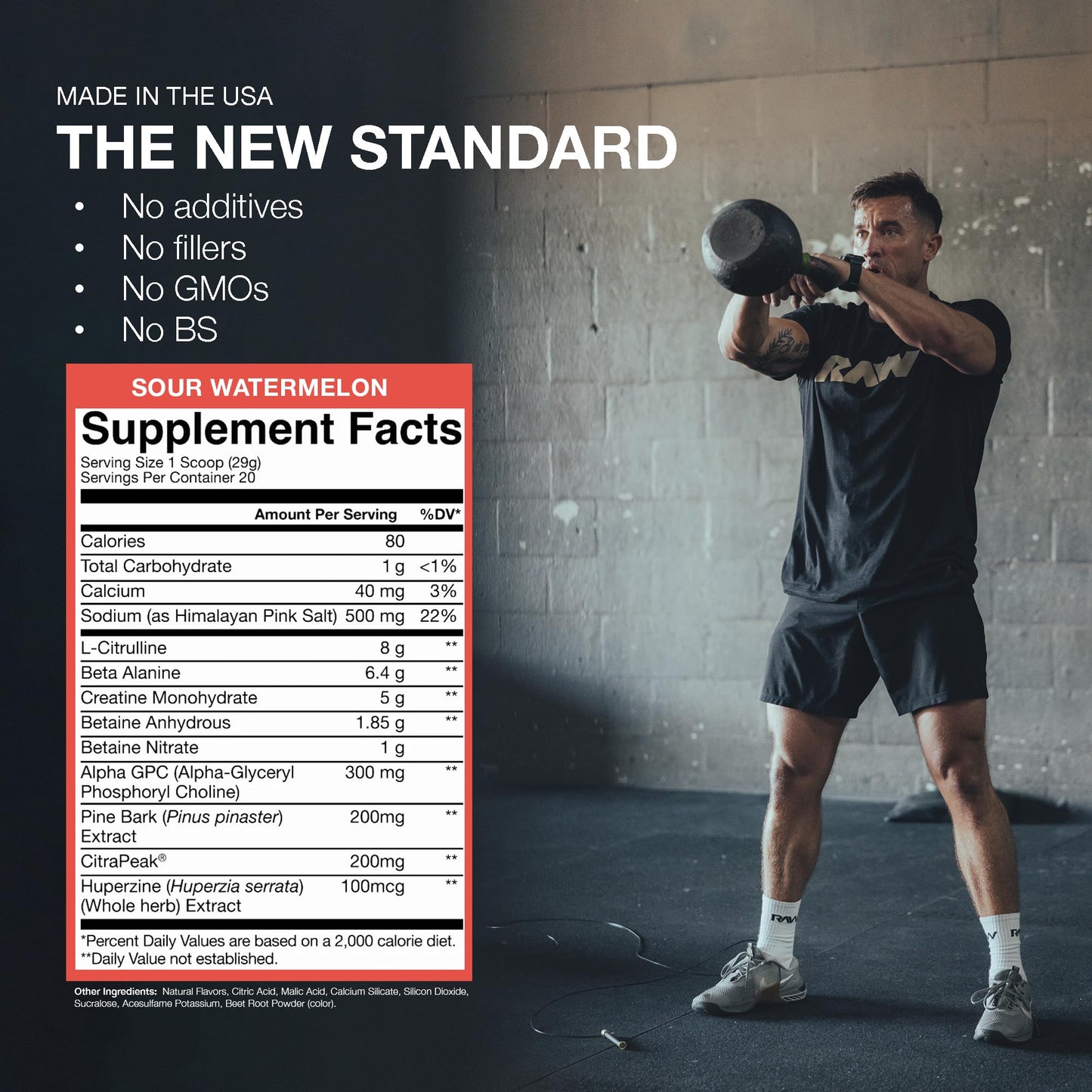 RAW Thuper Pump Stim Free Pre Workout Powder, 20 Servings