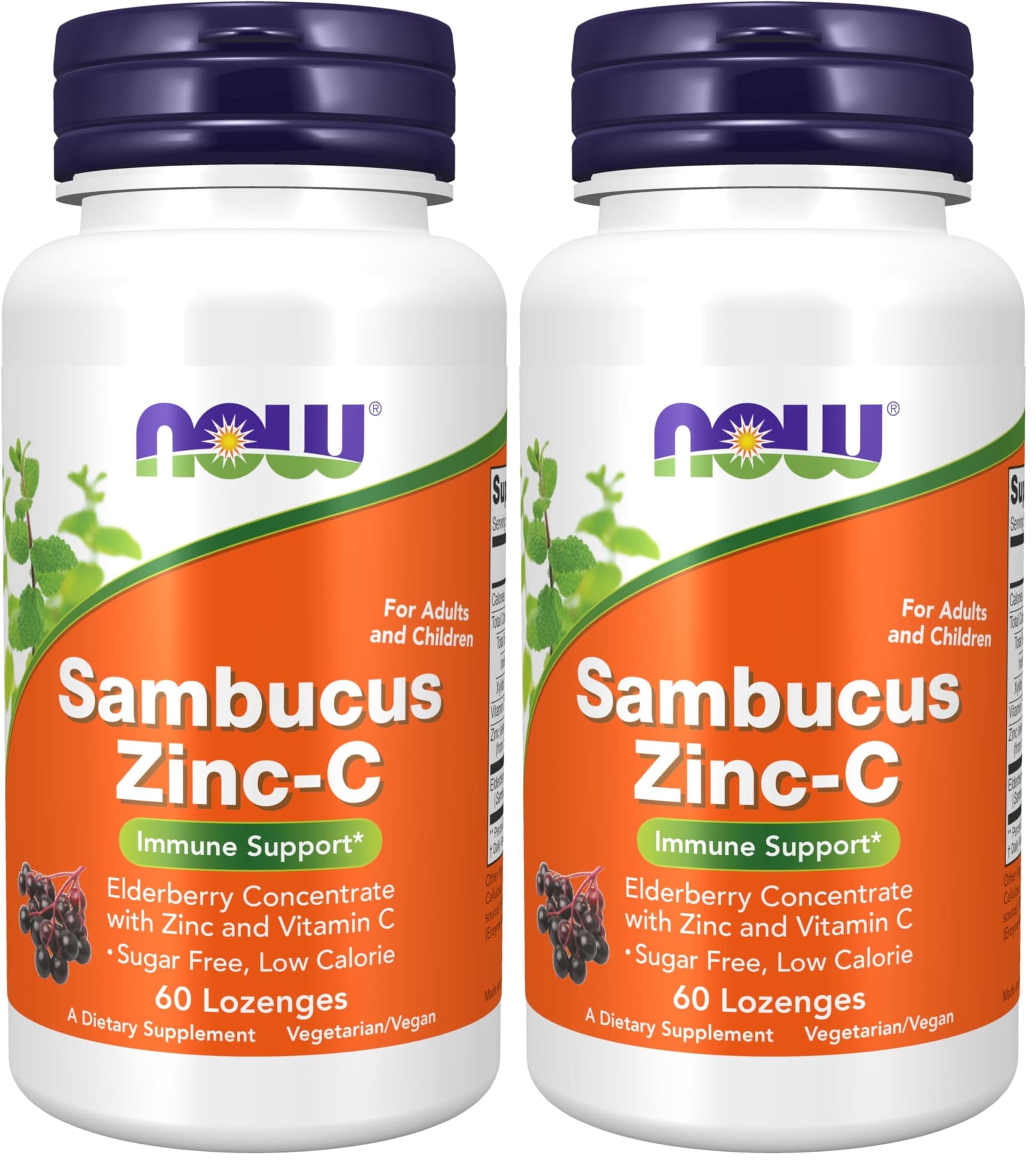 NOW Foods Sambucus Zinc-C with Elderberry Concentrate and Vitamin C Tablets, 120 Count