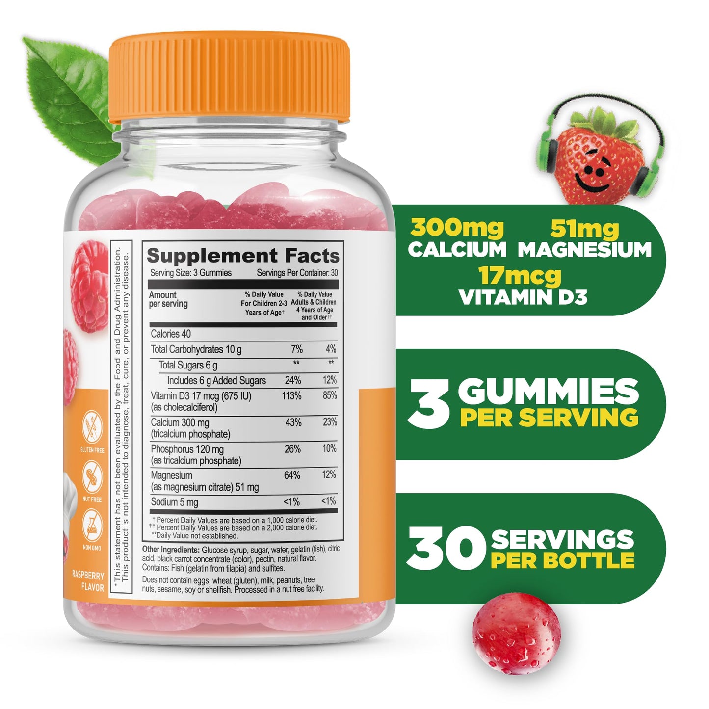 Lifeable Kids Calcium Magnesium and Vitamin D Gummies, 90 Count