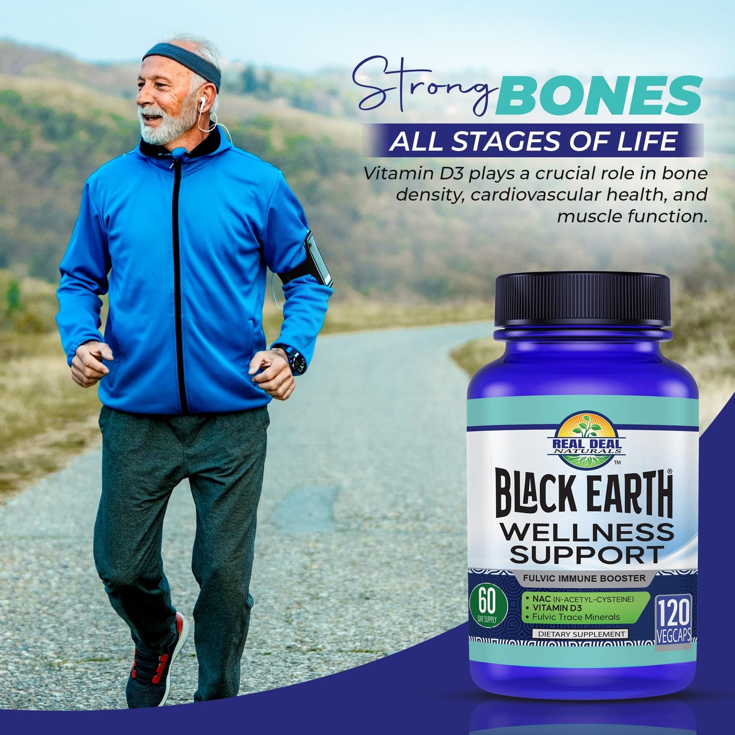 REAL DEAL NATURALS Black Earth Wellness Support Immune Formula Capsules 120