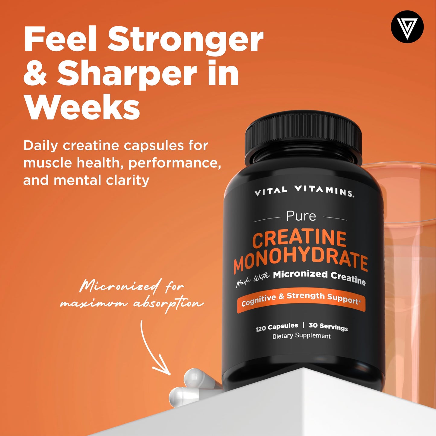 Vital Vitamins Creatine Monohydrate Capsule 120 Count