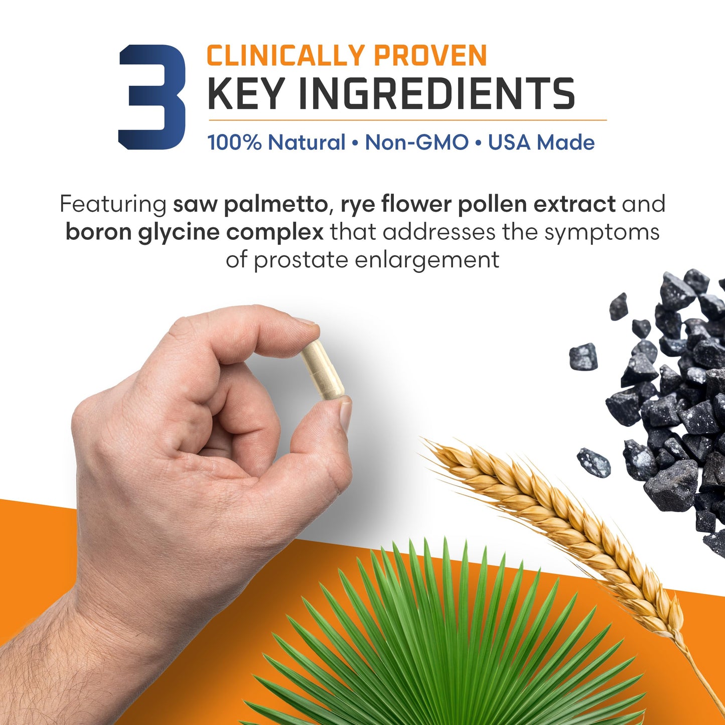 Ben's Natural Health Prostate Power Supplement High-Strength Prostate Support with Saw Palmetto, Rye Flower Pollen & Boron Glycine Complex Capsules, 360