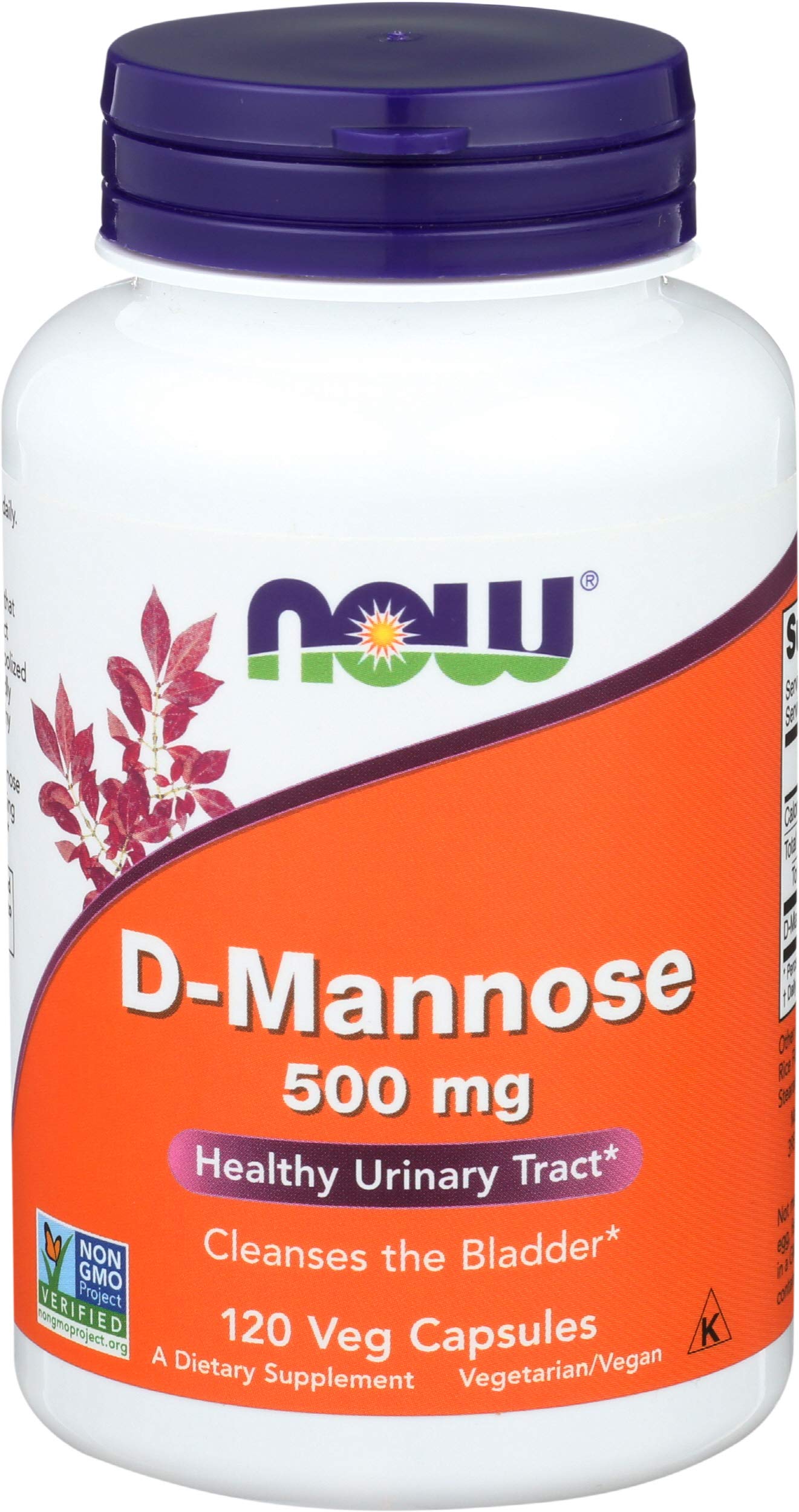 NOW Foods D-Mannose 500 mg Capsule, 360 Capsules