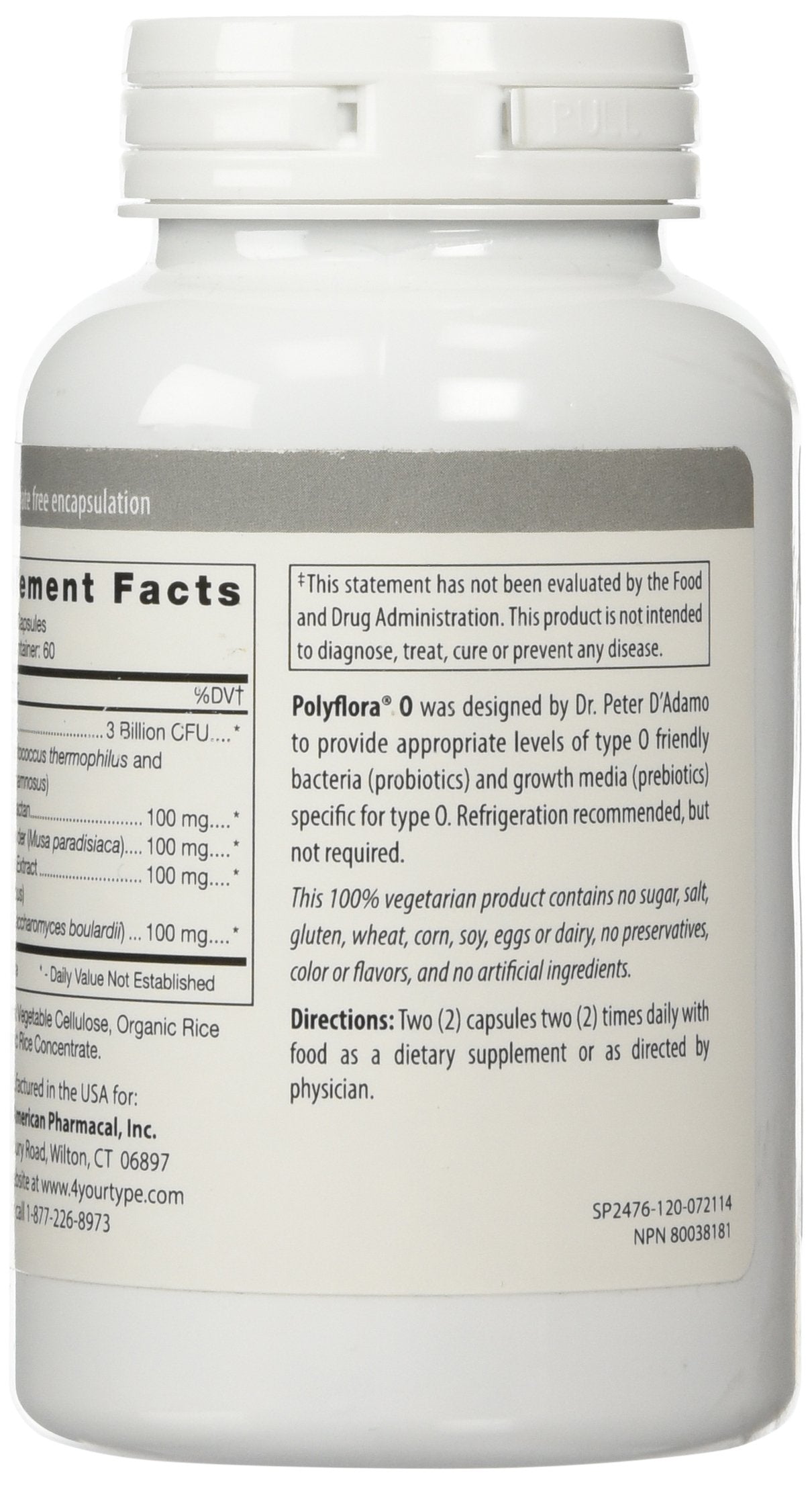 D'Adamo Personalized Nutrition Polyflora O Capsule 120
