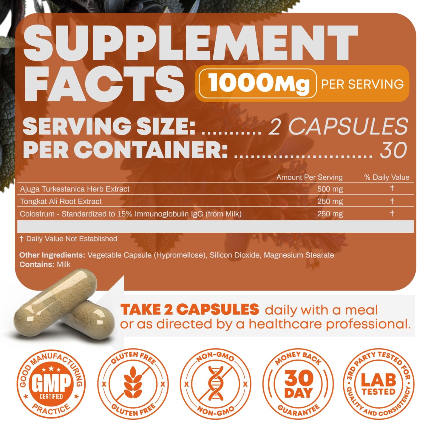 Peak Revival-X Turkesterone Tongkat Ali Supplement Capsules, 60 Count