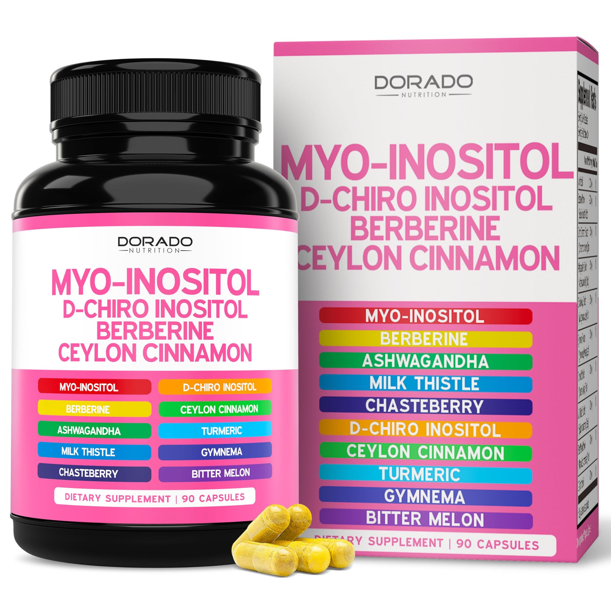 DORADO NUTRITION Myo-Inositol & D-Chiro Inositol Supplement for Women (40:1 Ratio Myo-Inositol) Capsules, 90 Count