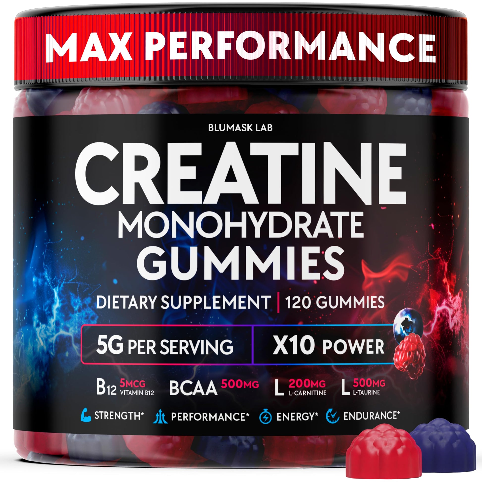 Blumask Lab Creatine Monohydrate Gummies, 120 Count