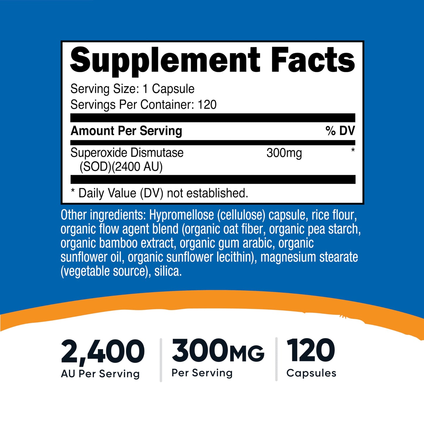 Nutricost S.O.D. Supplement 300mg (2,400 AU) Per Serving, Capsules, 120 Count