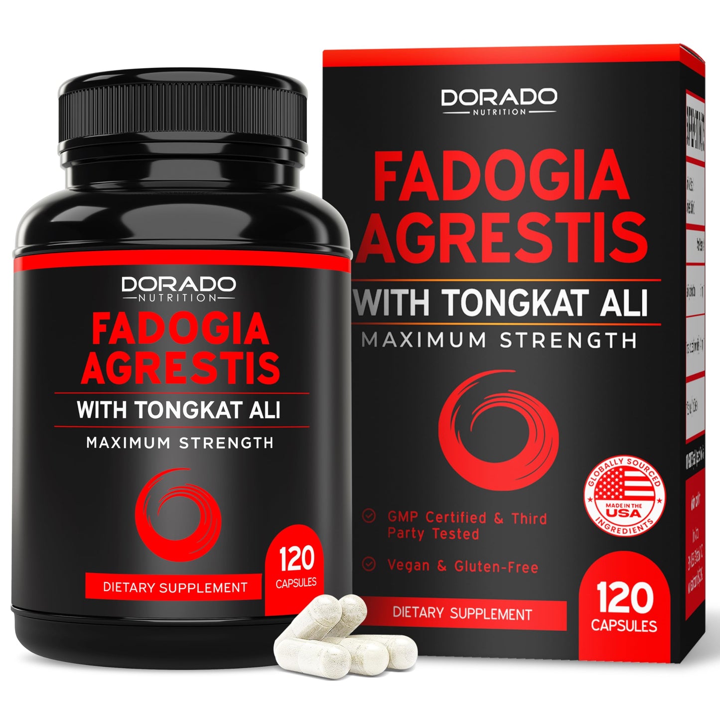DORADO NUTRITION Fadogia Agrestis and Tongkat Ali Supplement Performance Blend Capsules, 120 Capsules
