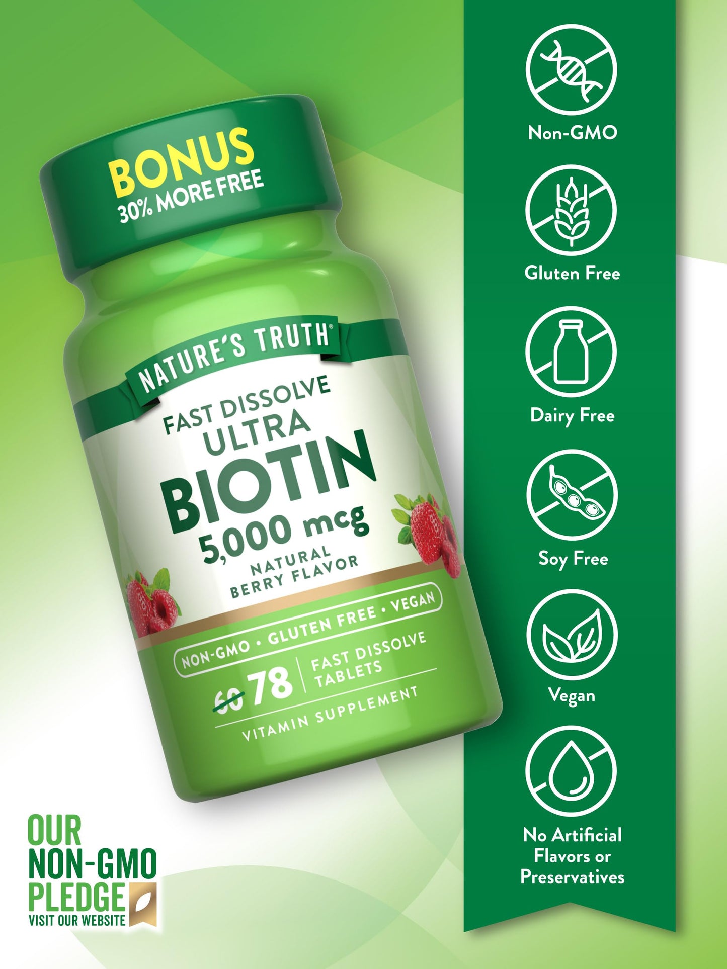 Nature's Truth Biotin 5000mcg Fast Dissolve Tablets, 78 Count