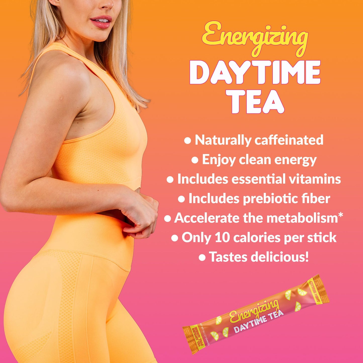 SkinnyBoost Skinny Teas Energizing Daytime Tea Sticks Citrus Mint Powder 14