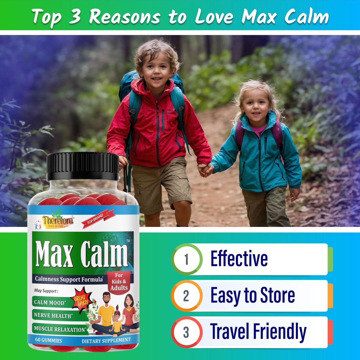 Therefore Max Calm Magnesium Gummies, 60 Gummies