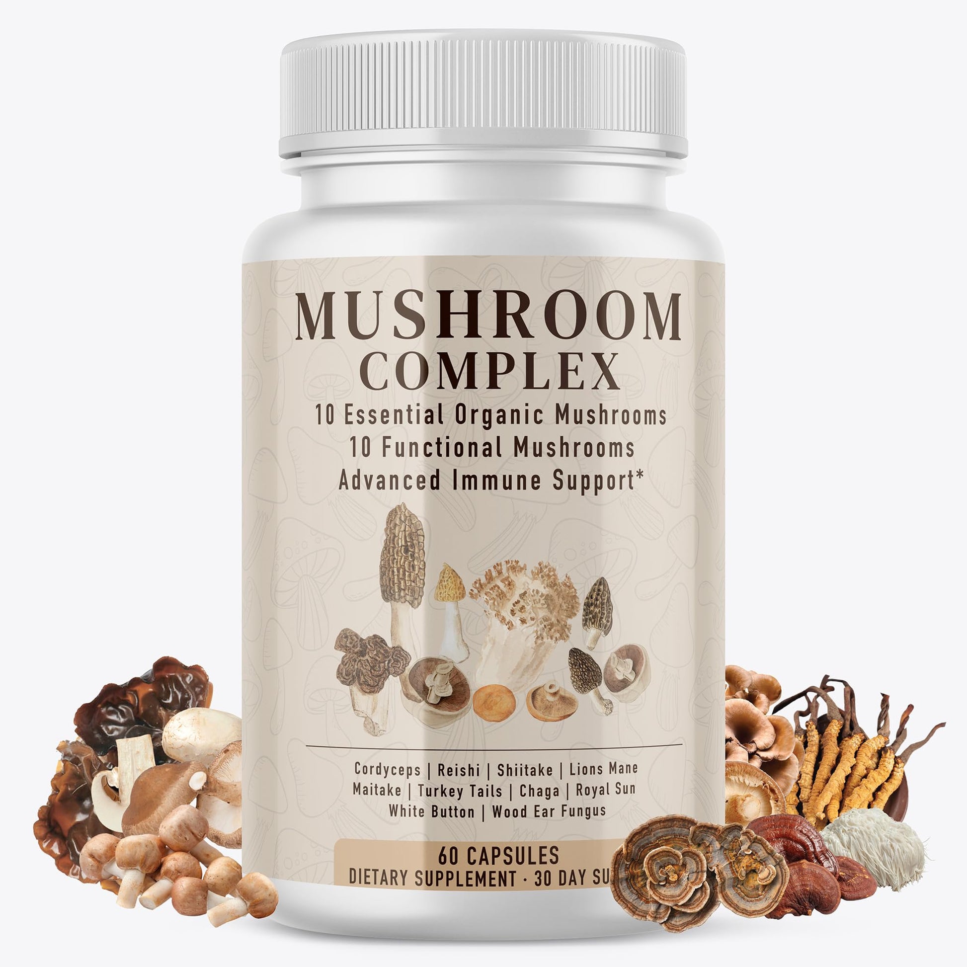 Pelican Vitamins Organic Mushroom Complex, 13 Functional Mushrooms Capsule 60 Count