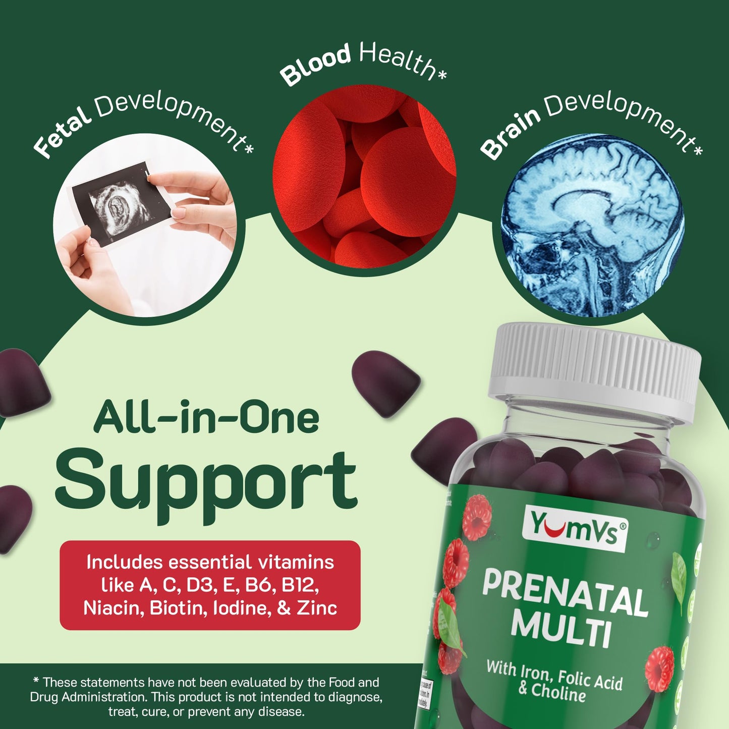 YUM-V'S Prenatal Gummies for Women 60 Count