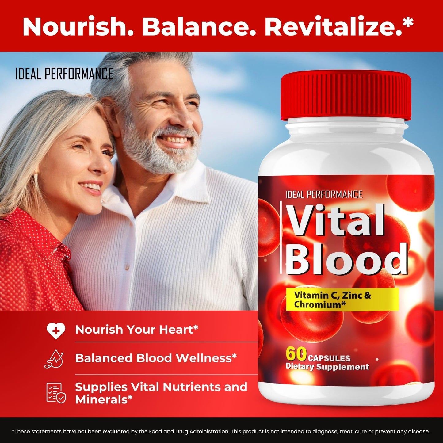 IDEAL PERFORMANCE Vital Blood Advanced Blood Formula Capsules, 60 Capsules