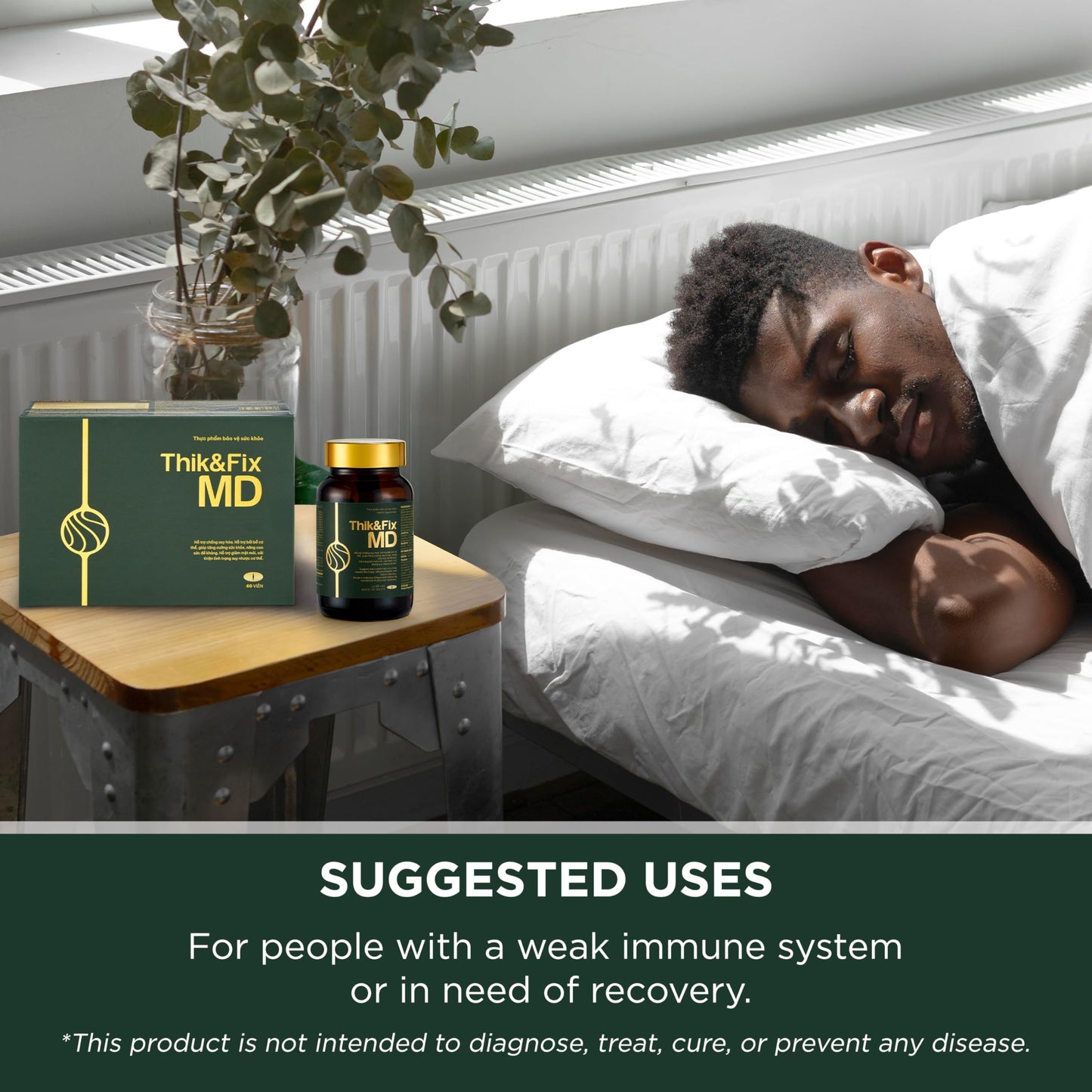 Thik&Fix MD Immune Support Supplement with Natural Herbs, Ginseng Extract & Reishi Mushroom Softgel, 60