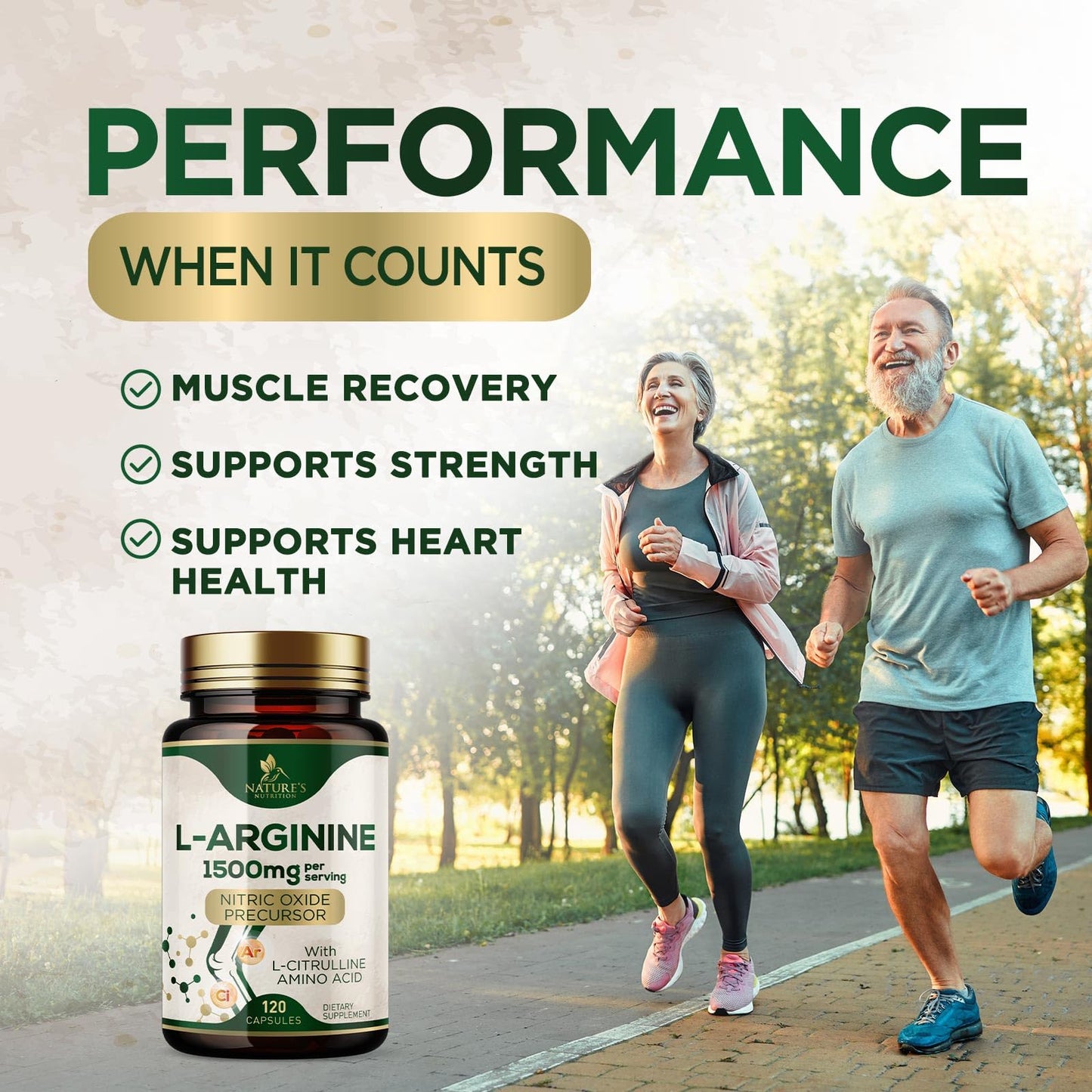 Nature's Nutrition L-Arginine Extra Strength Supplement with L-Citrulline - Muscle Supporting Natural Nitric Oxide Precursor Booster - Heart Health Support - Amino Acid Energy Blend for Men, 120 Capsules