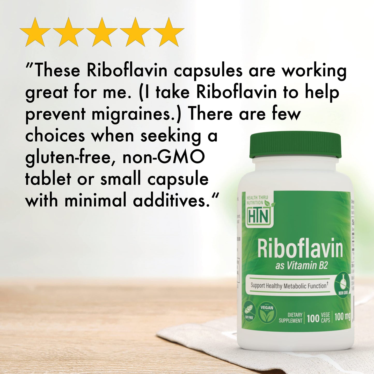 Health Thru Nutrition Riboflavin 100mg Vitamin B2 Capsule, 100 Count