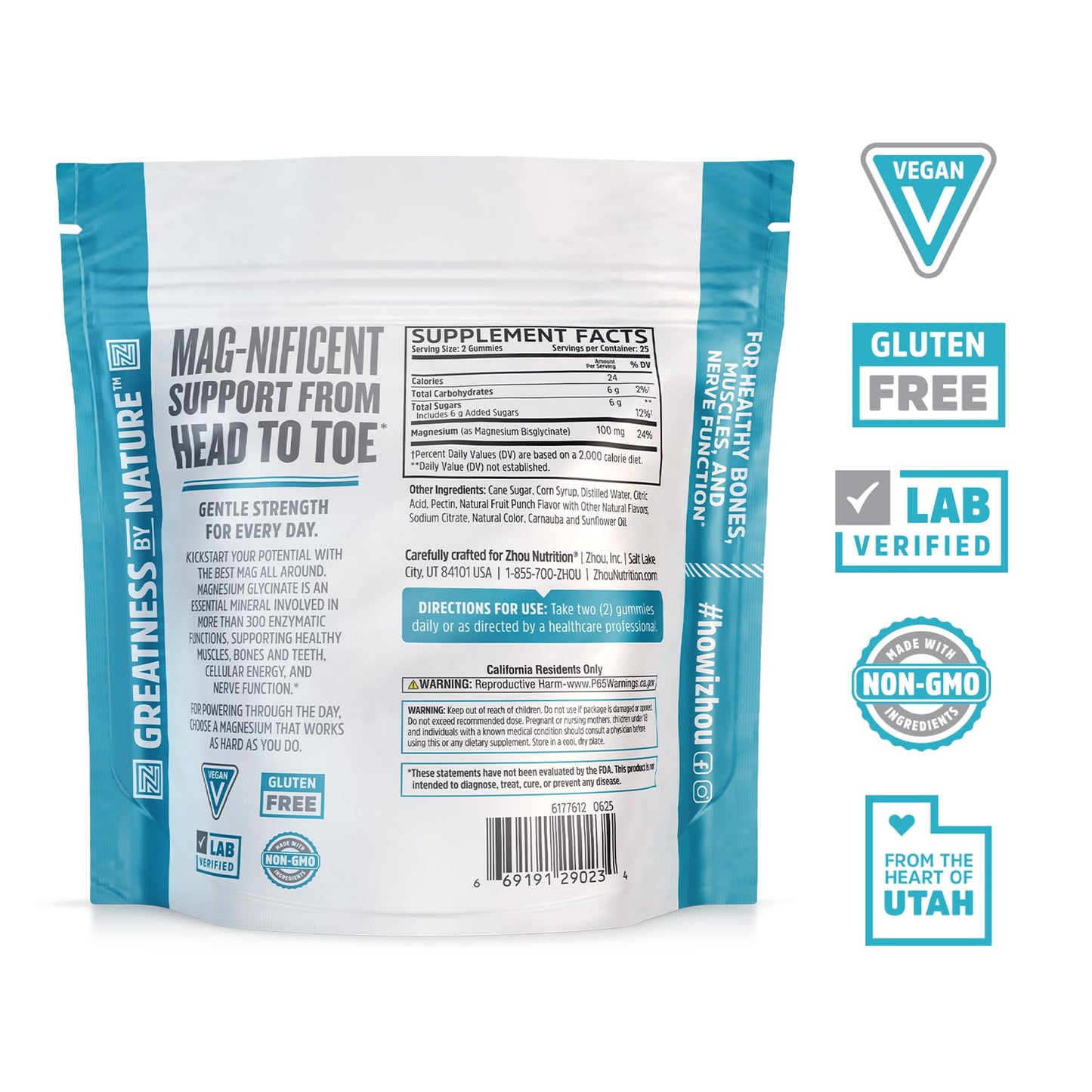 ZHOU Magnesium Glycinate Gummies 50 Count