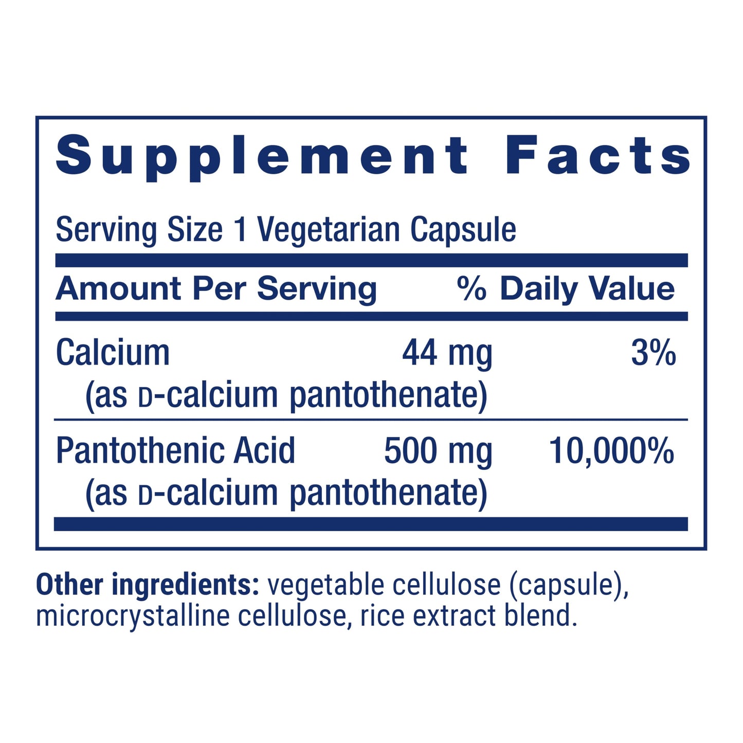 Life Extension Pantothenic Acid 500 mg Capsule, 100 Capsules
