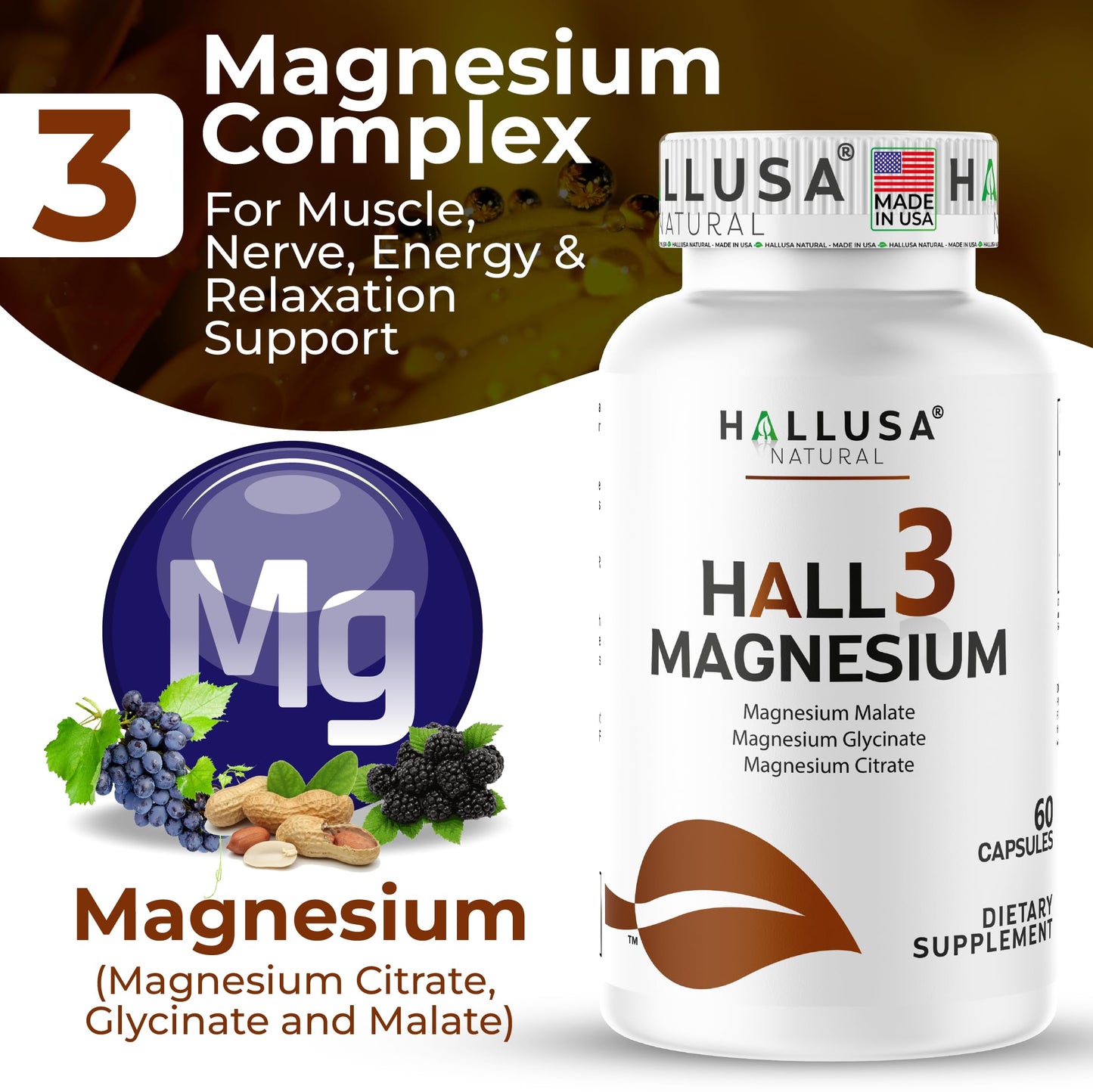 Hallusa Natural Magnesium Complex Capsule, 60 Count