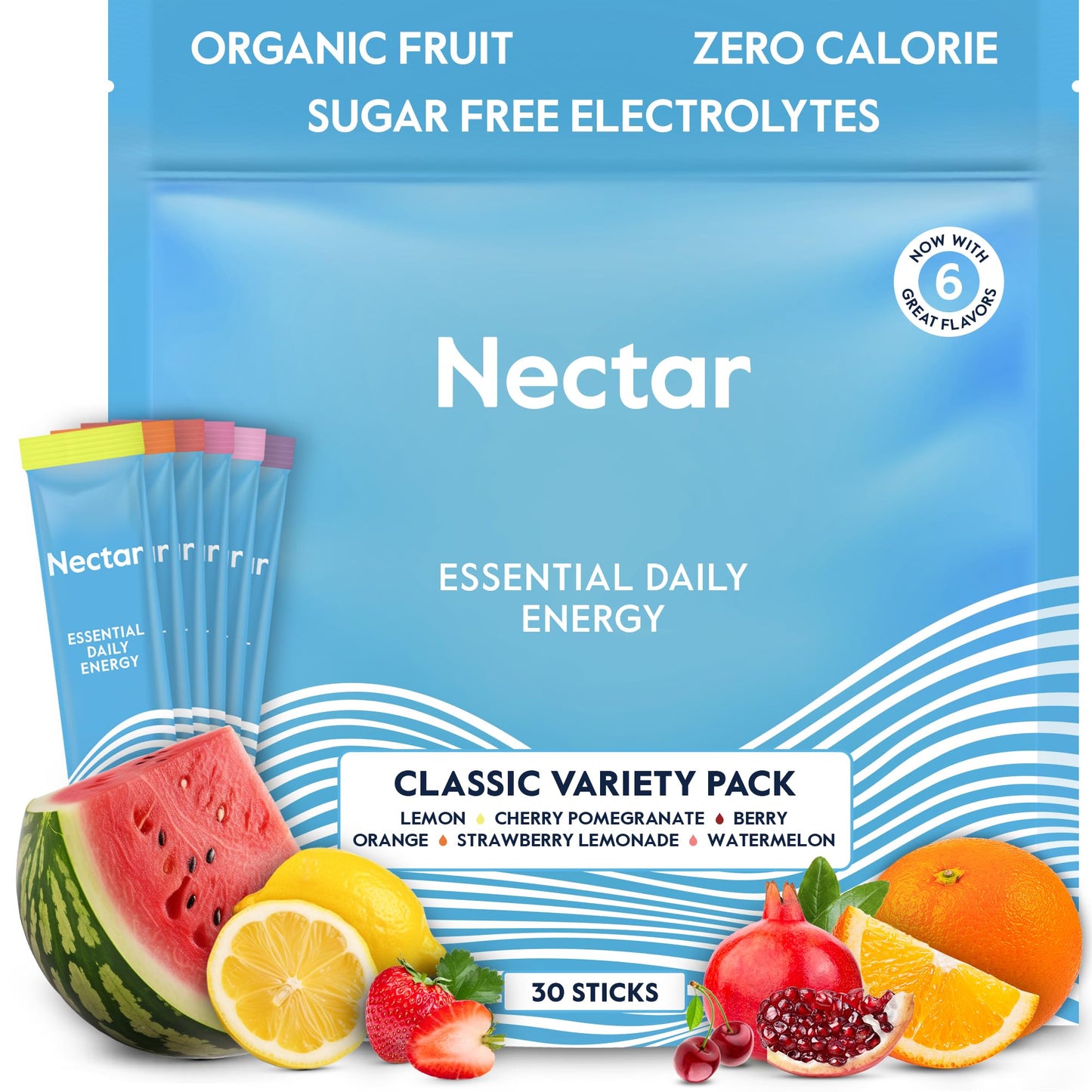 Nectar Energy Booster Powder, Organic Caffeine, B12 & Electrolytes, 30 Servings