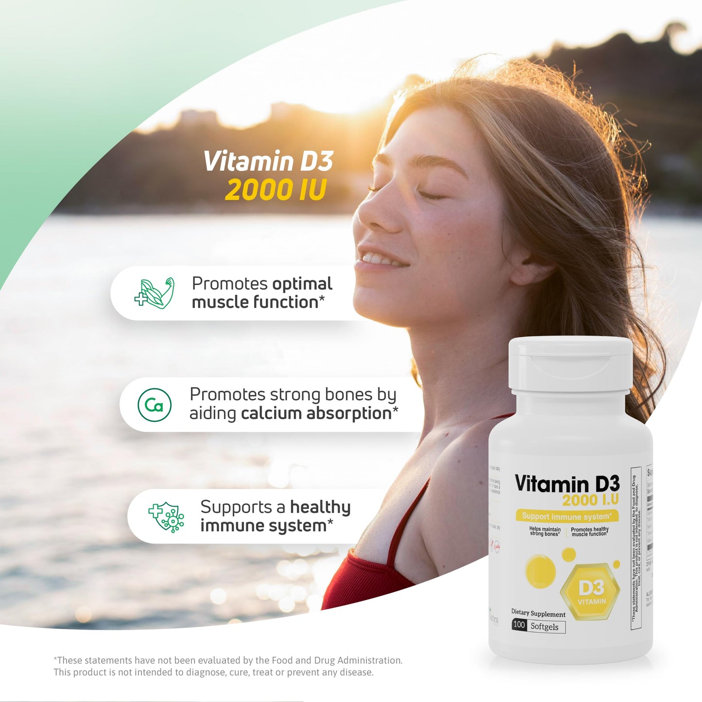 Nutra Nutrition Vitamin D3 2000 IU Softgels 100 Softgels