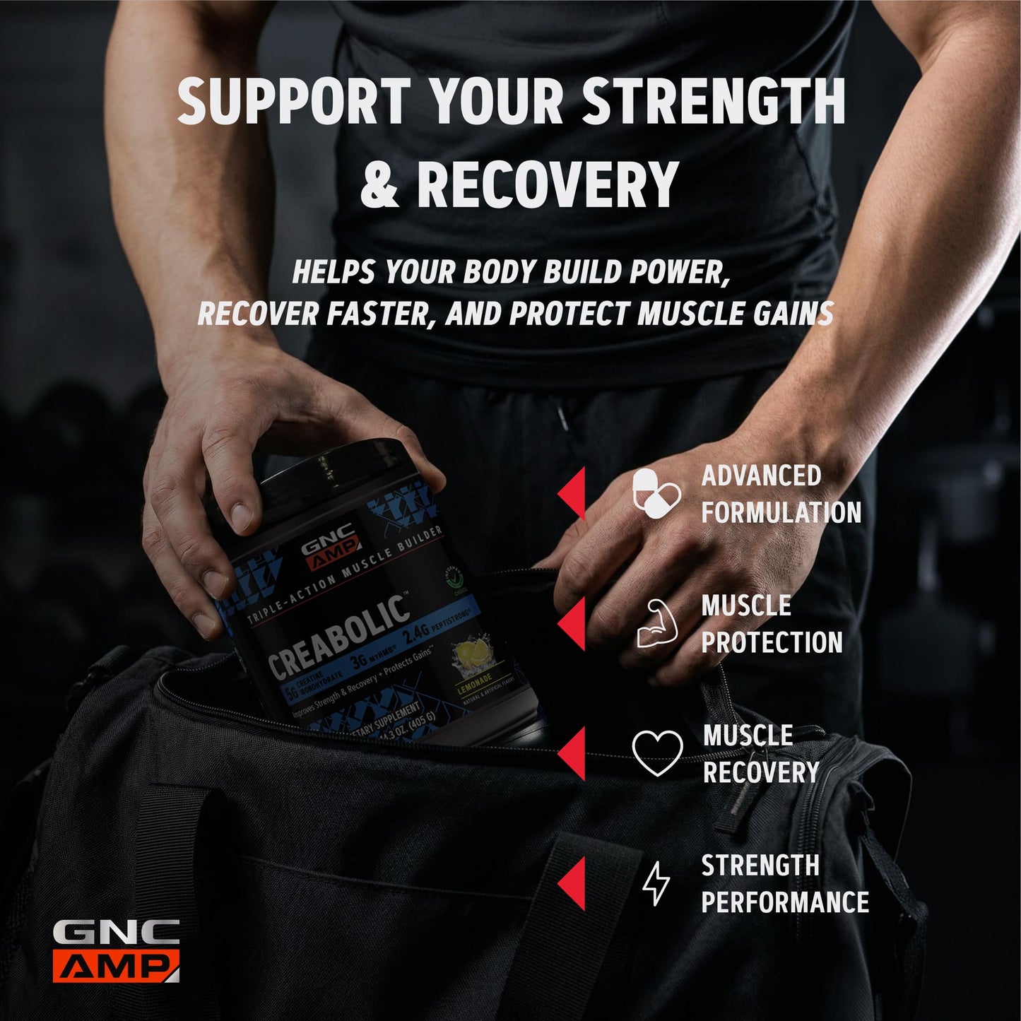 GNC AMP Creabolic Creatine Monohydrate Powder 14.3 oz