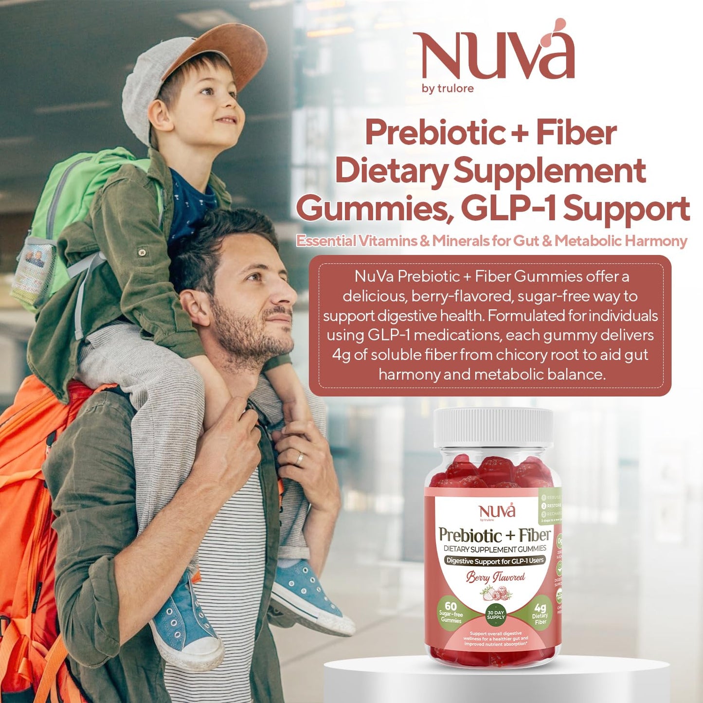 NuVa Prebiotic + Fiber Gummies, 60 Gummies