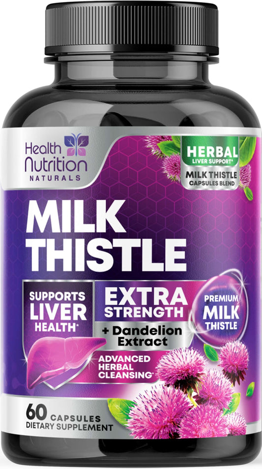Health Nutrition Naturals Milk Thistle Supplement Capsules, 60 Count
