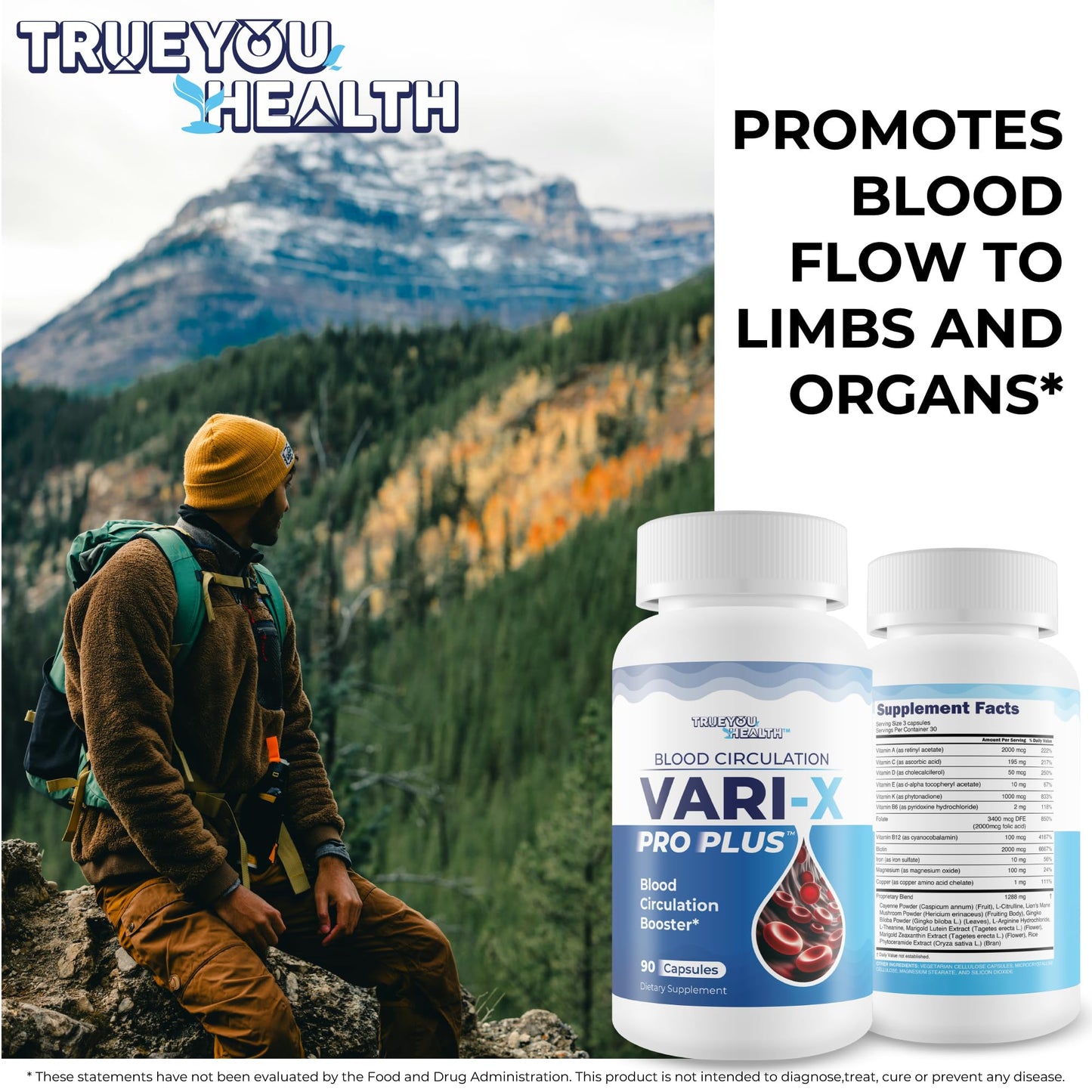 True You Health Blood Circulation Vari-X Pro Plus Capsule, 90 Count